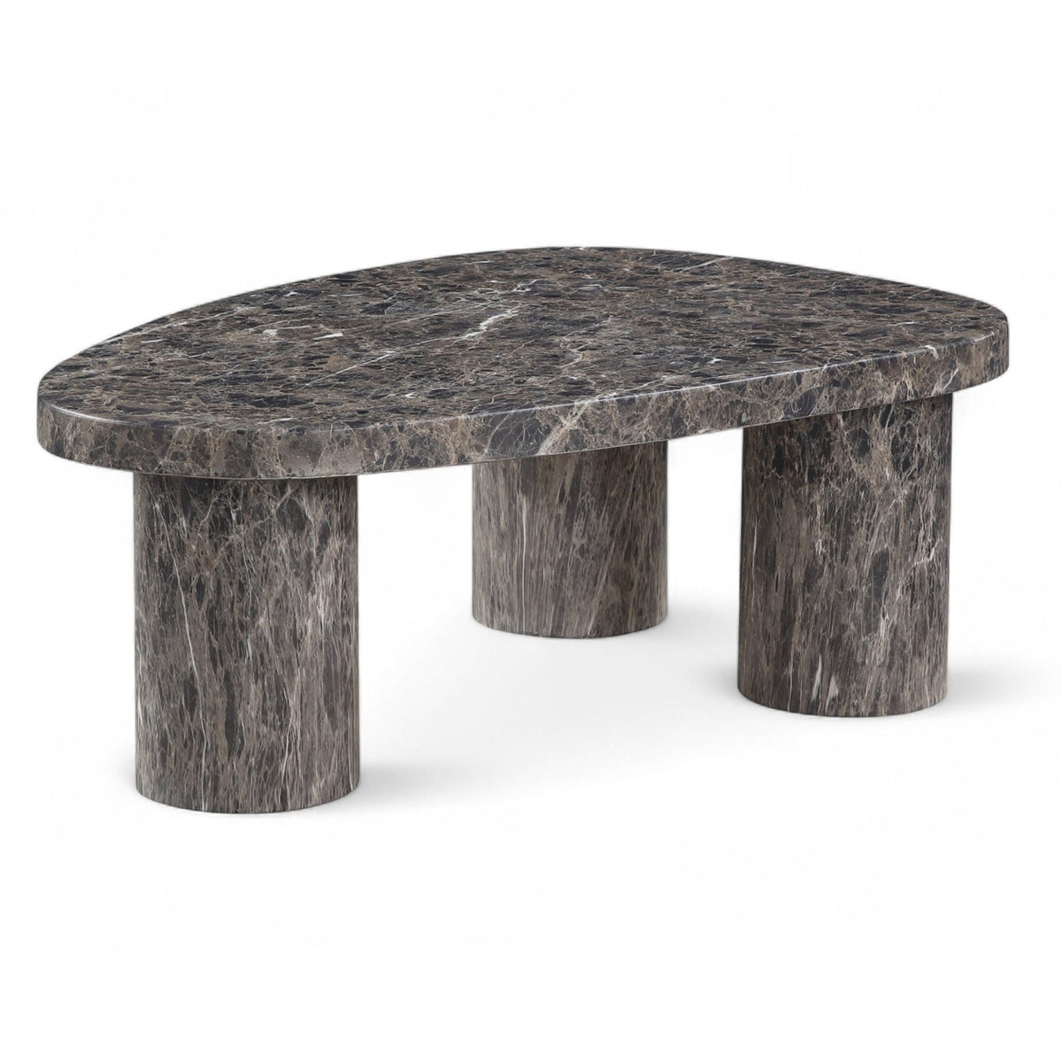 Teramo Brown Concrete Indoor/Outdoor Coffee Table in brown marble-finish concrete, 36x25.5", primary product view