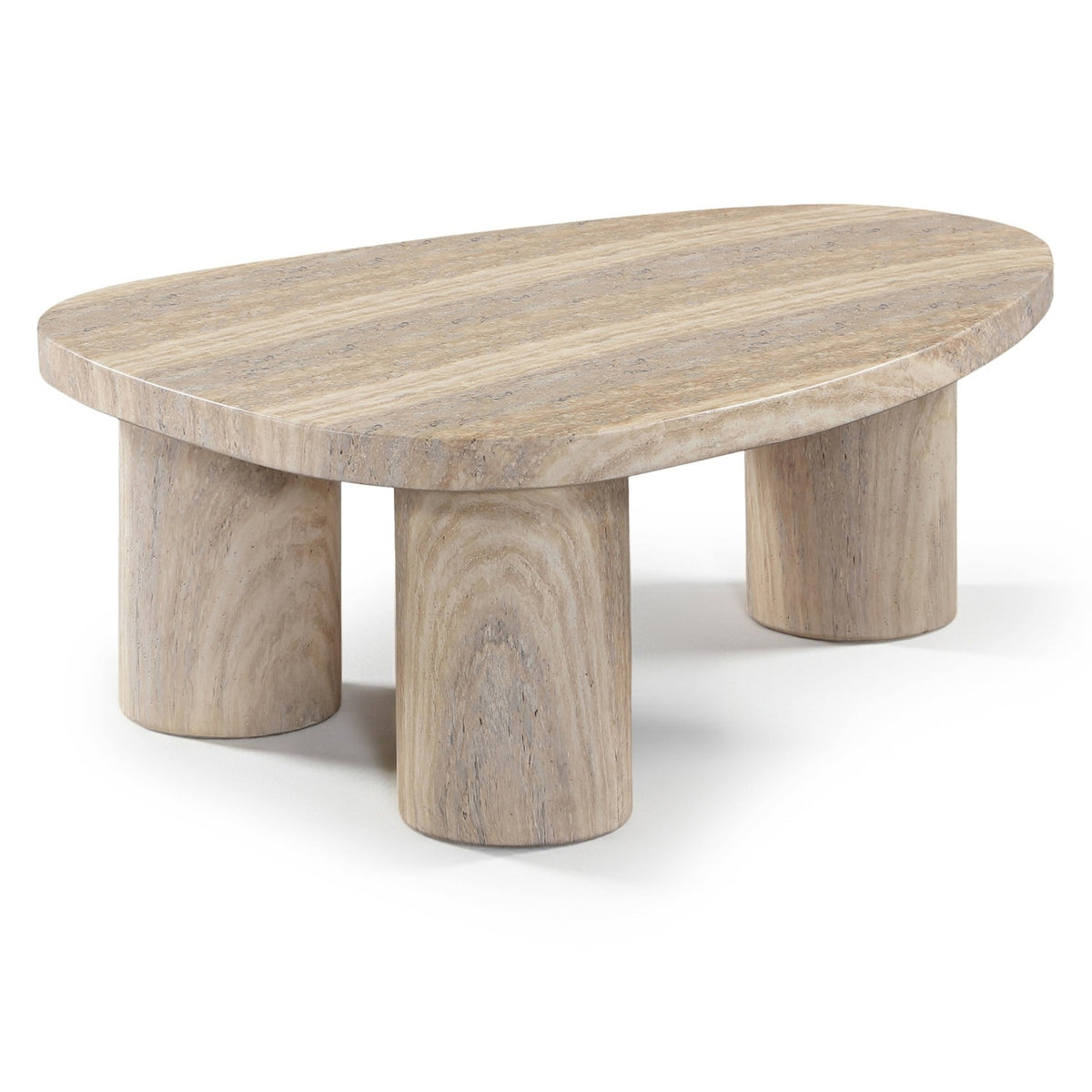 Teramo Travertine Concrete Indoor/Outdoor Coffee Table in travertine-finish concrete, 36x25.5", primary product view