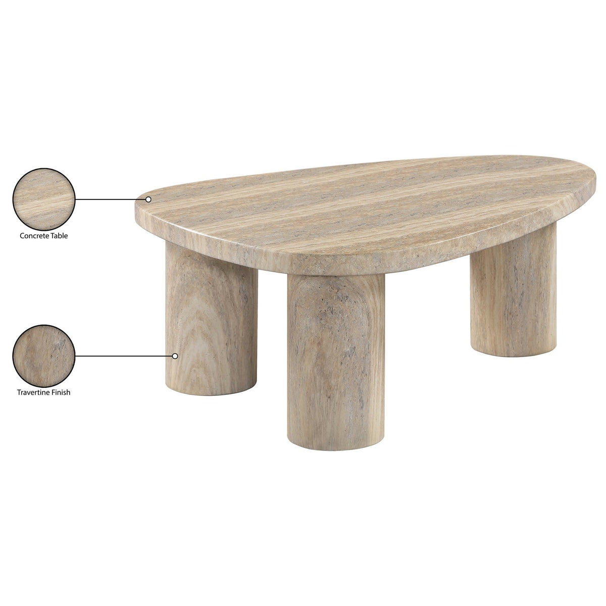 Teramo Travertine Concrete Indoor/Outdoor Coffee Table