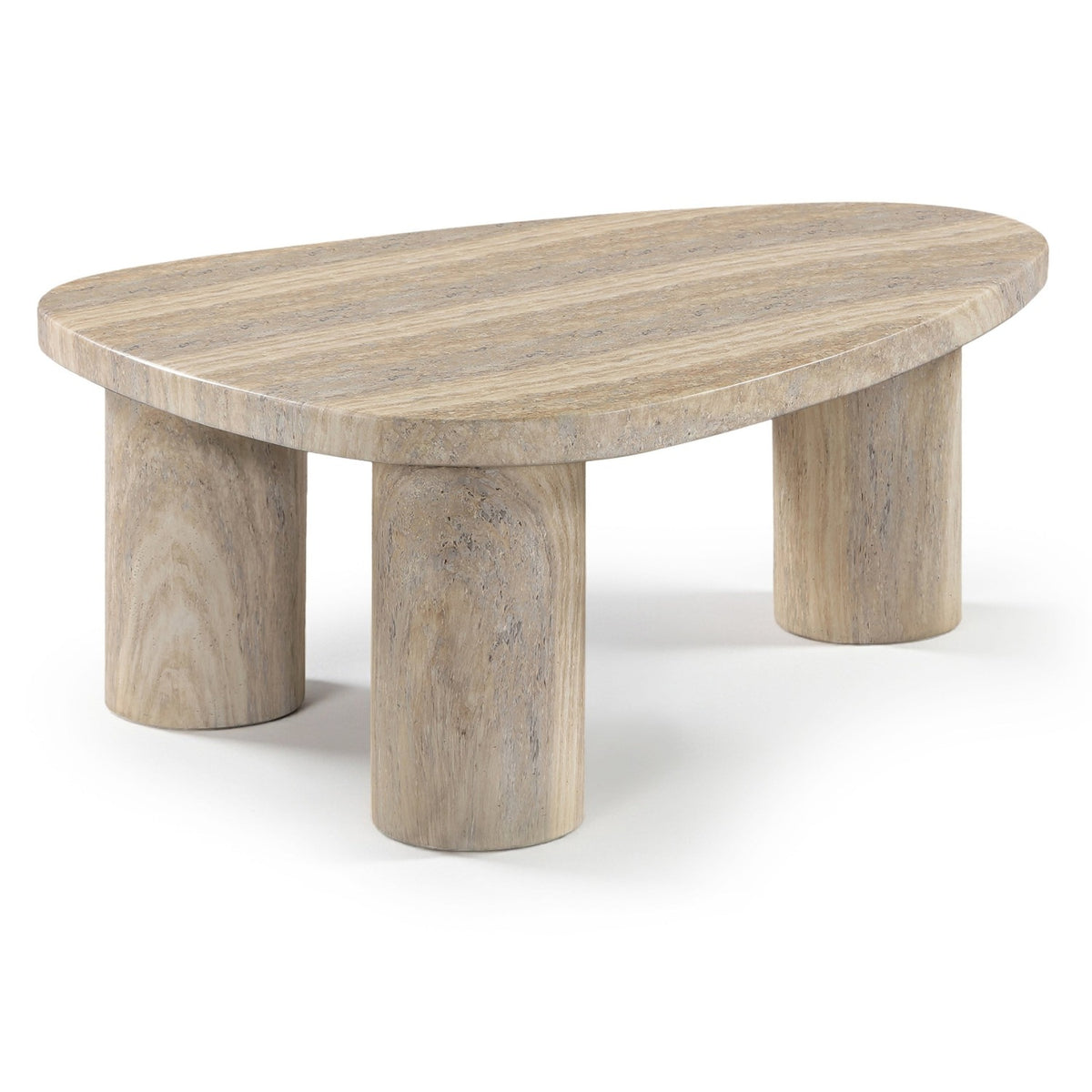 Teramo Travertine Concrete Indoor/Outdoor Coffee Table in travertine-finish concrete, 38x30", primary product view