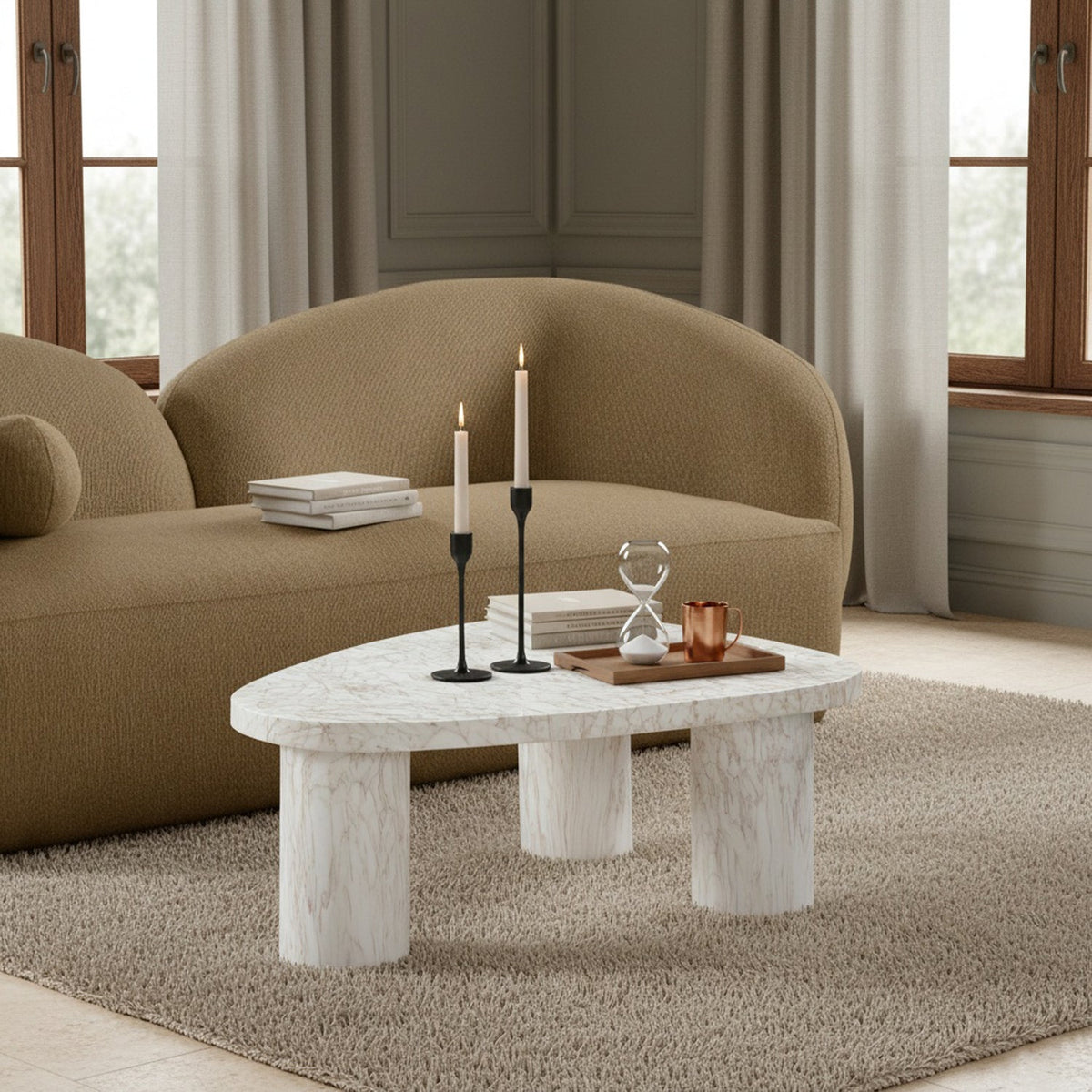 Teramo White Concrete Indoor/Outdoor Coffee Table
