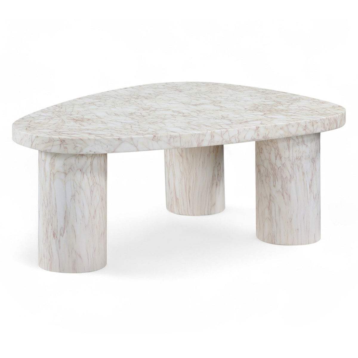 Teramo White Concrete Indoor/Outdoor Coffee Table in white marble-finish concrete, 38x30", primary product view