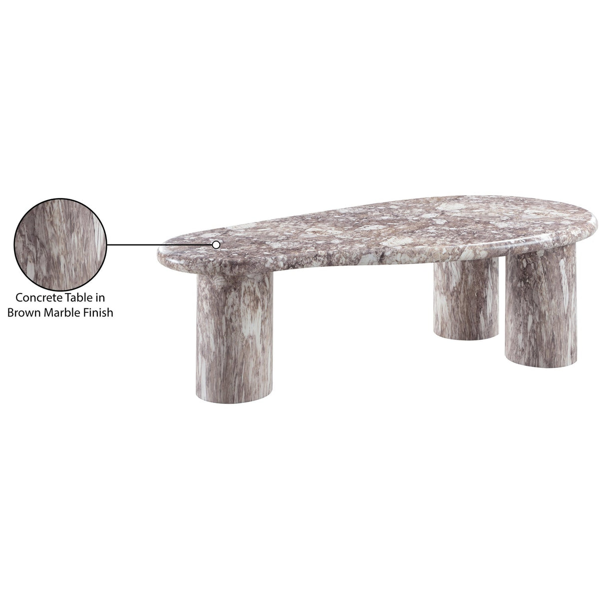 Sassari Brown Marble Finish Concrete Indoor/Outdoor Coffee Table