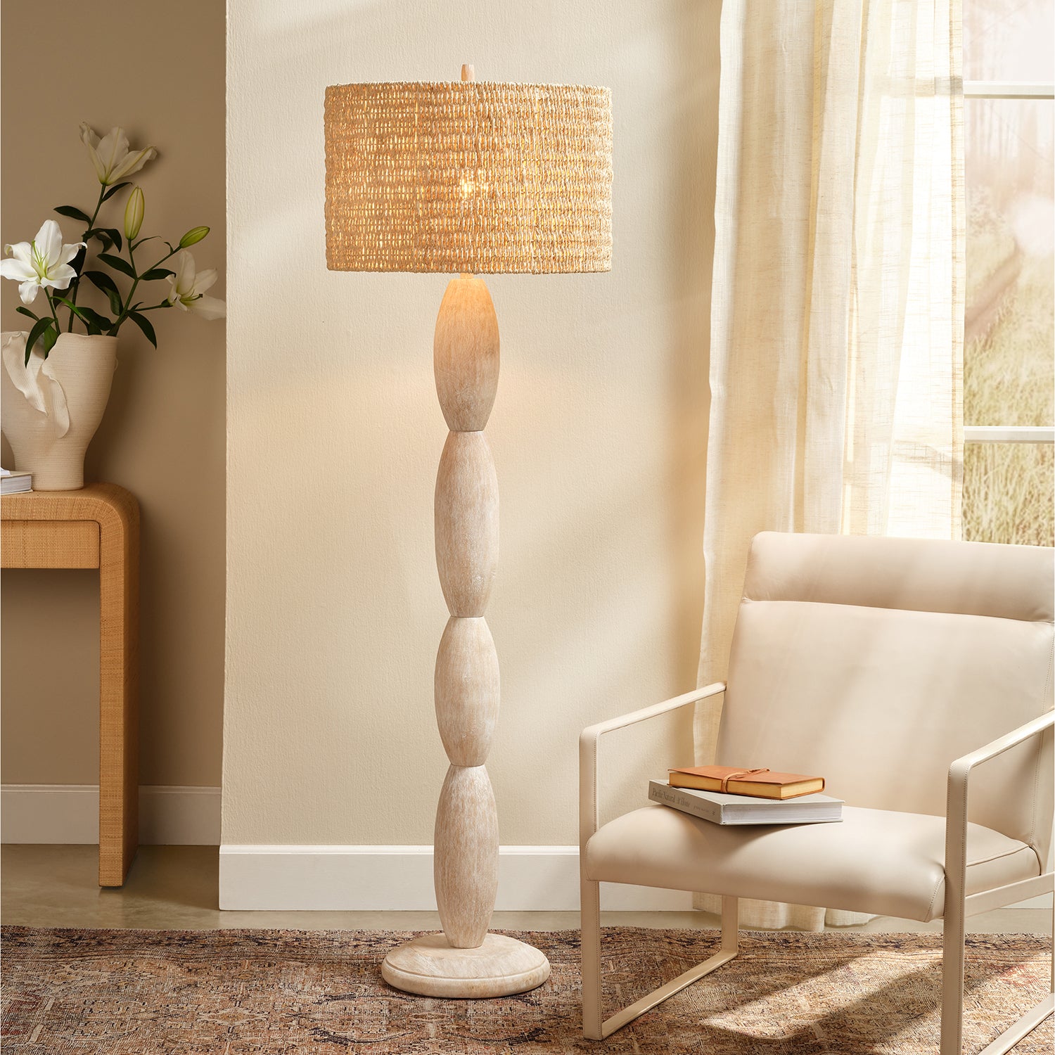 Jamie Young Almond White Washed Floor Lamp
