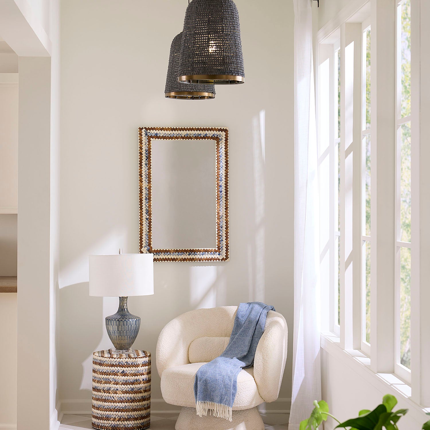Jamie Young Boa Indigo Etched Glass Table Lamp – finish and texture detail