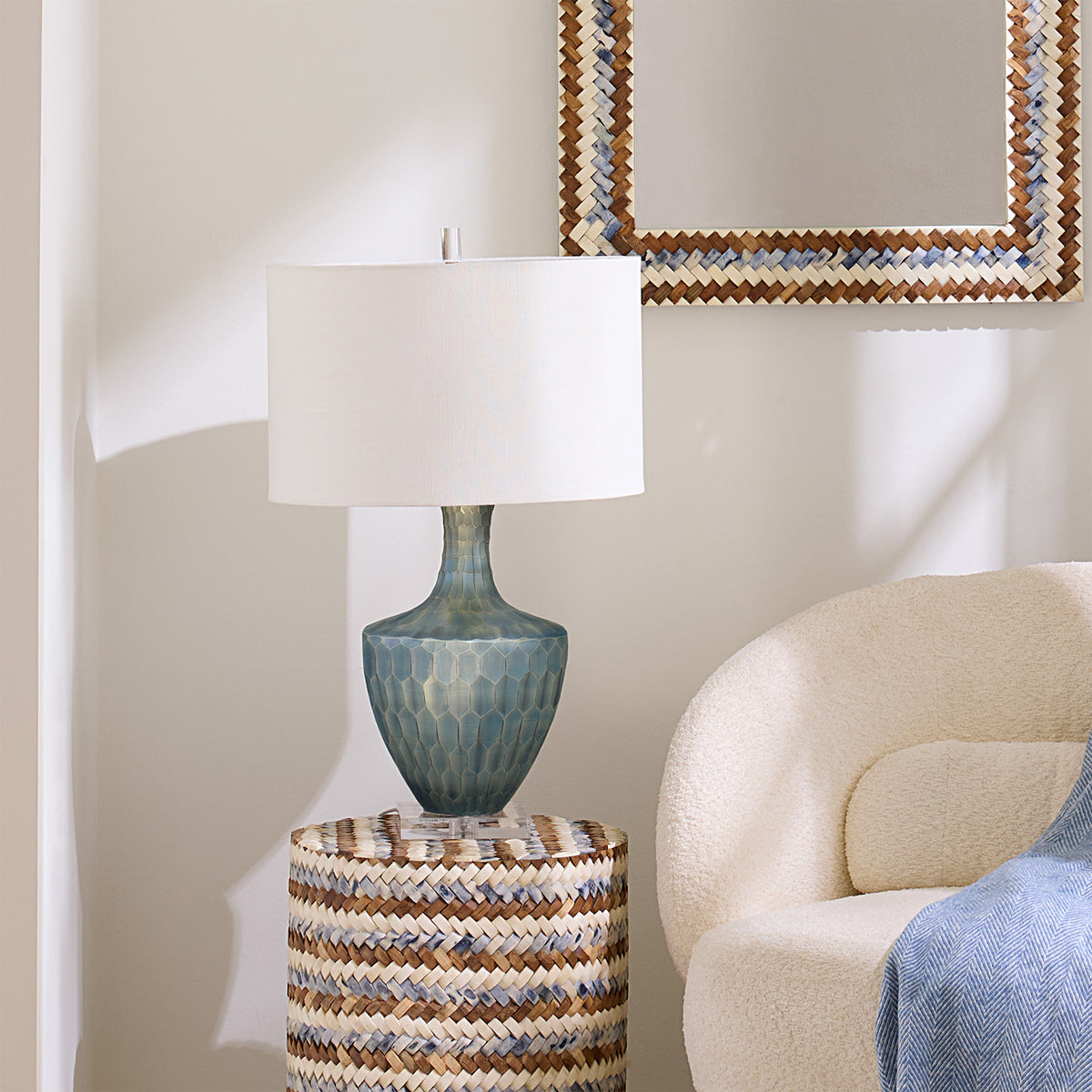 Jamie Young Boa Indigo Etched Glass Table Lamp
