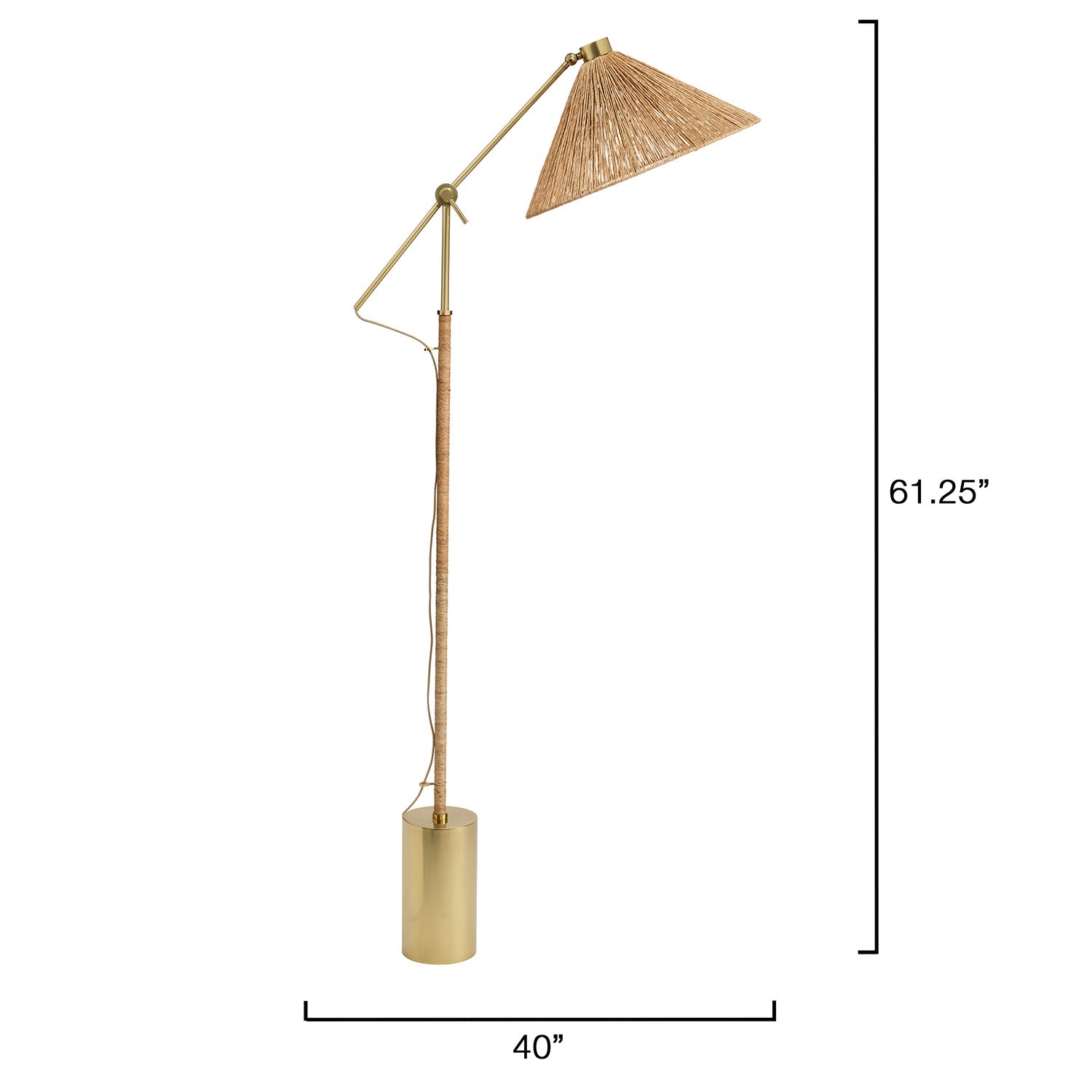 Jamie Young Fitzgerald floor lamp, close-up of hand-woven palm leaf shade