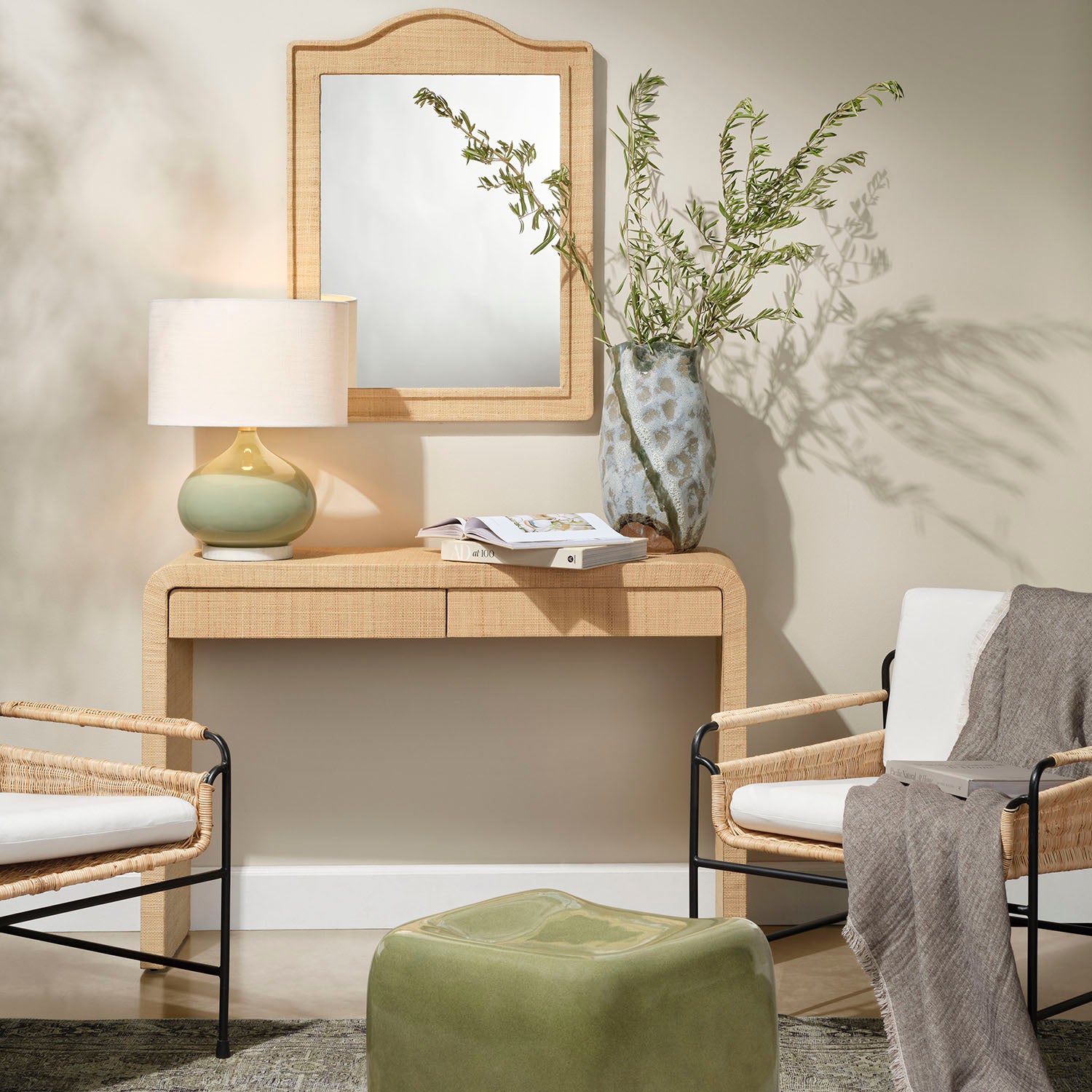 Jamie Young Moss Sage Green Table Lamp