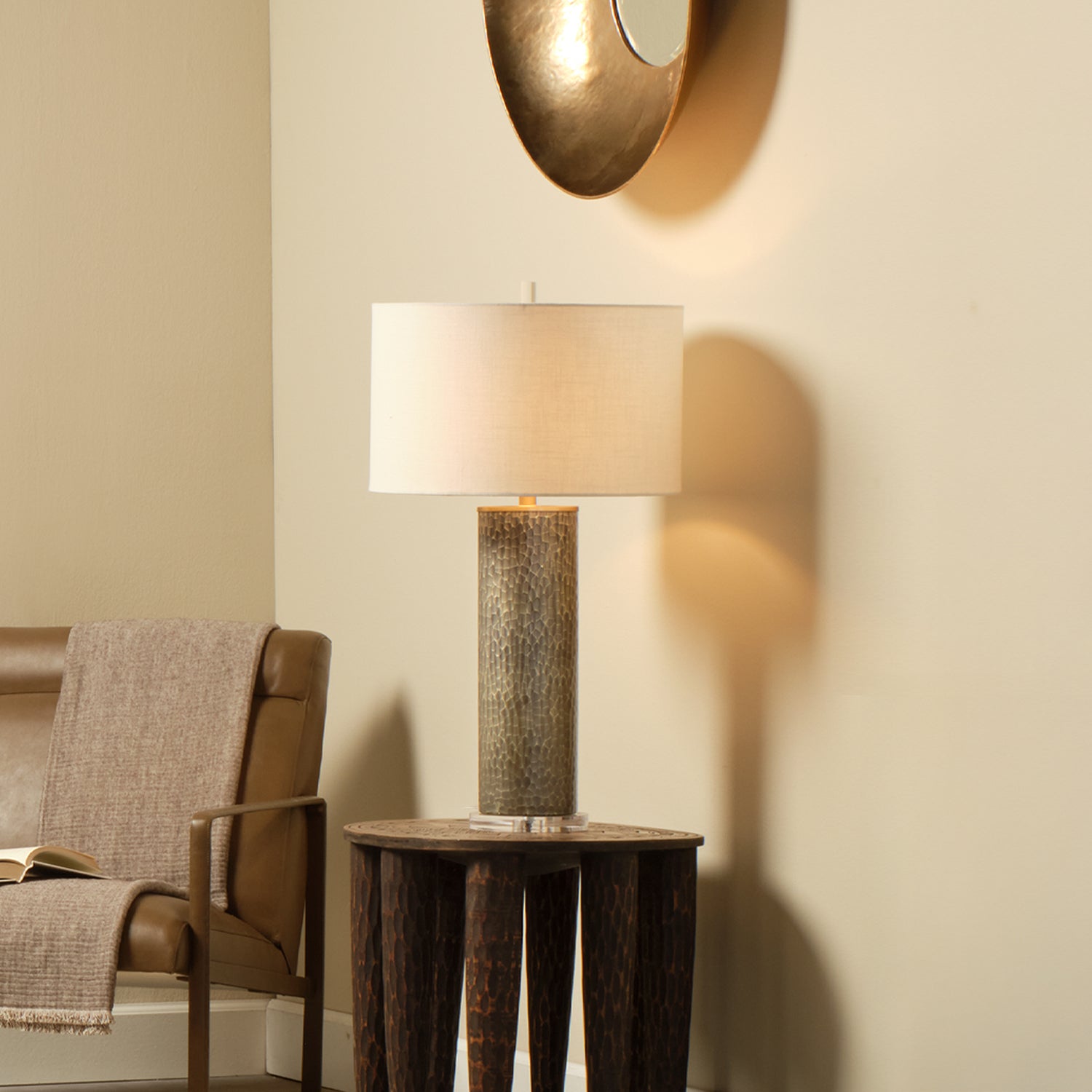 Jamie Young Viper Truffle Etched Glass Table Lamp