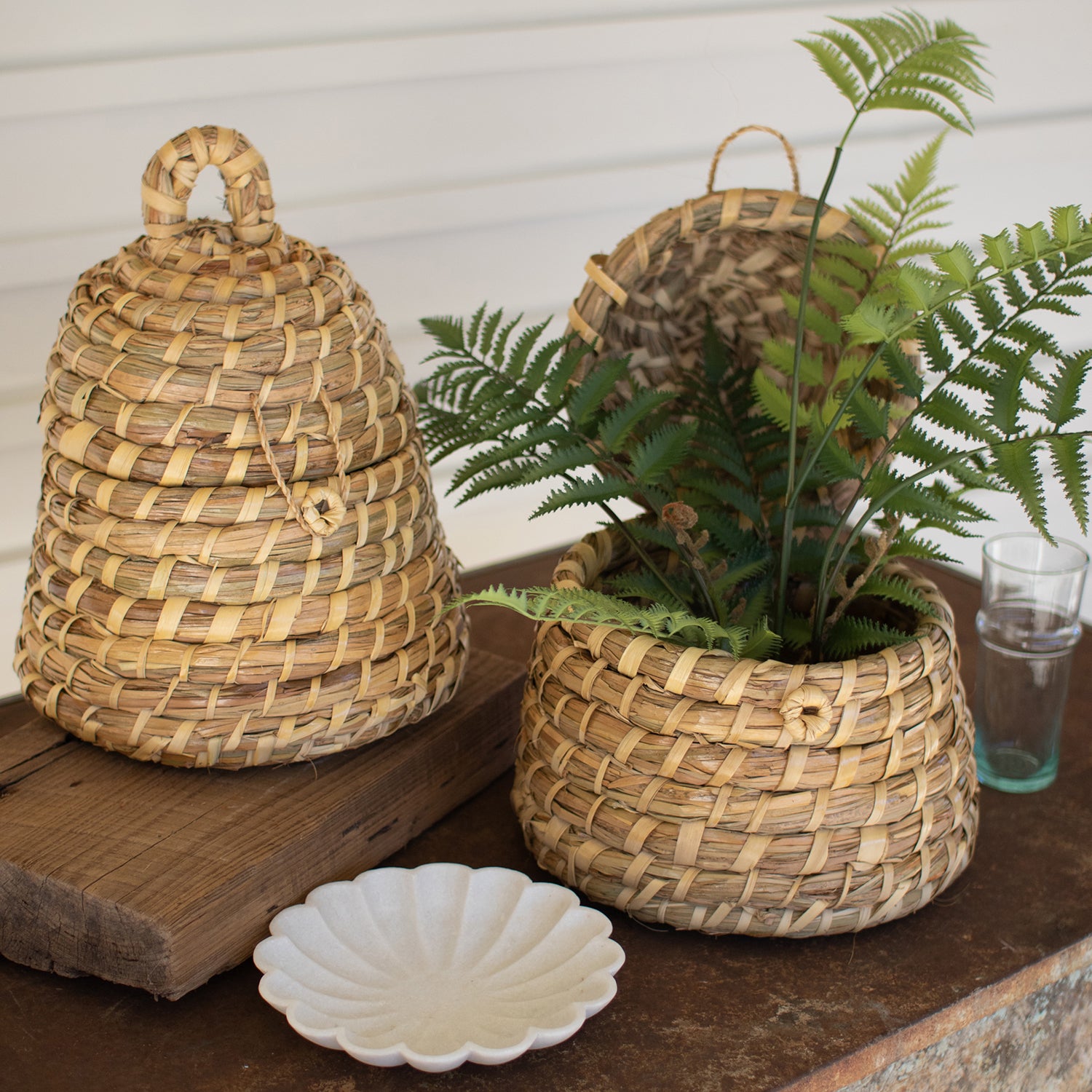 Bee Skep Storage Basket Set of 2