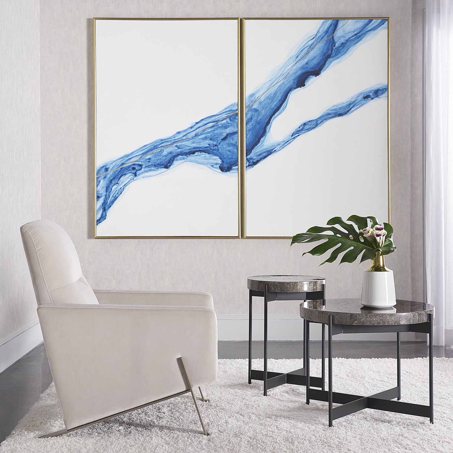 Sunpan Fluidity Framed Canvas Art Set Of 2