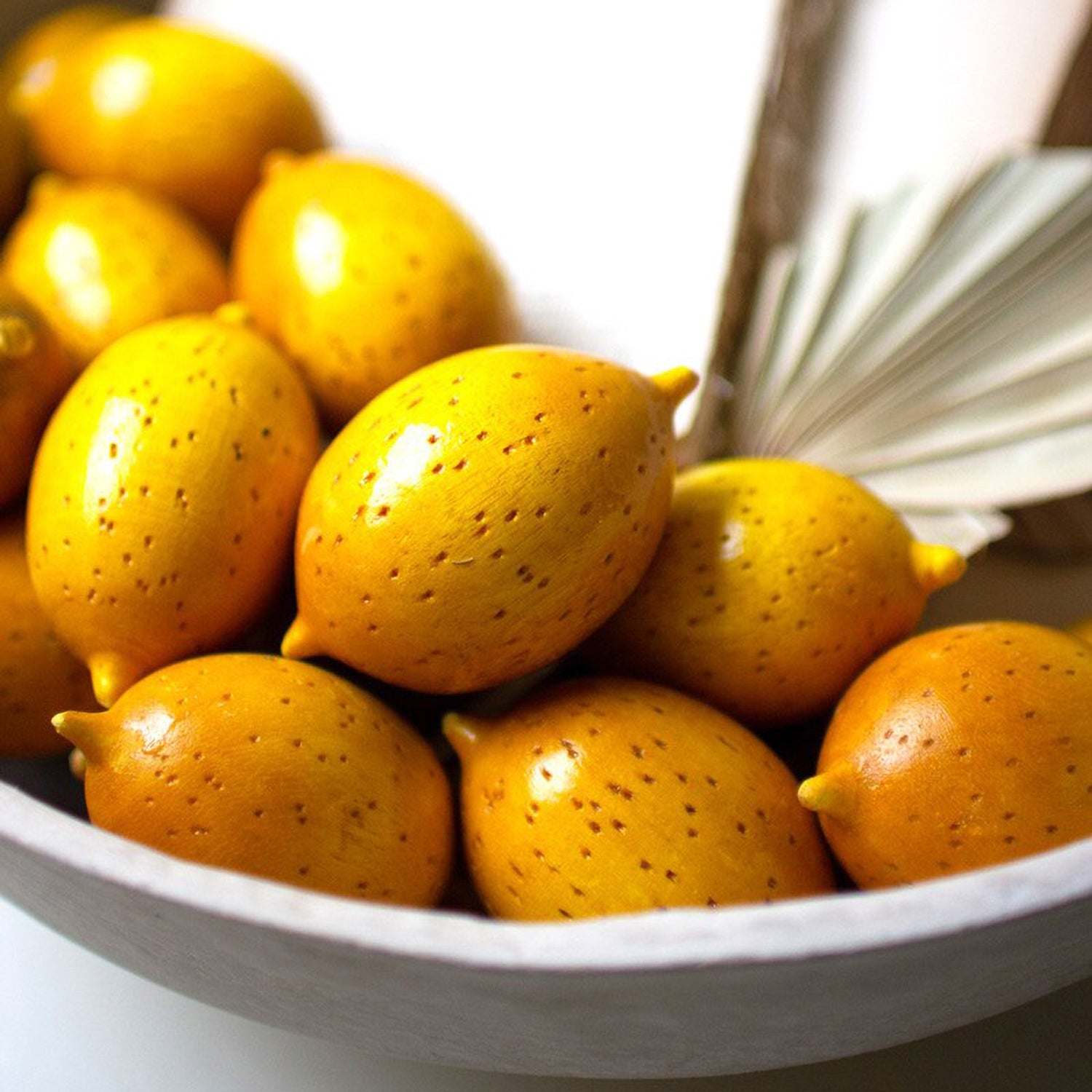 One Dozen Hand-Carved Wooden Lemons Set