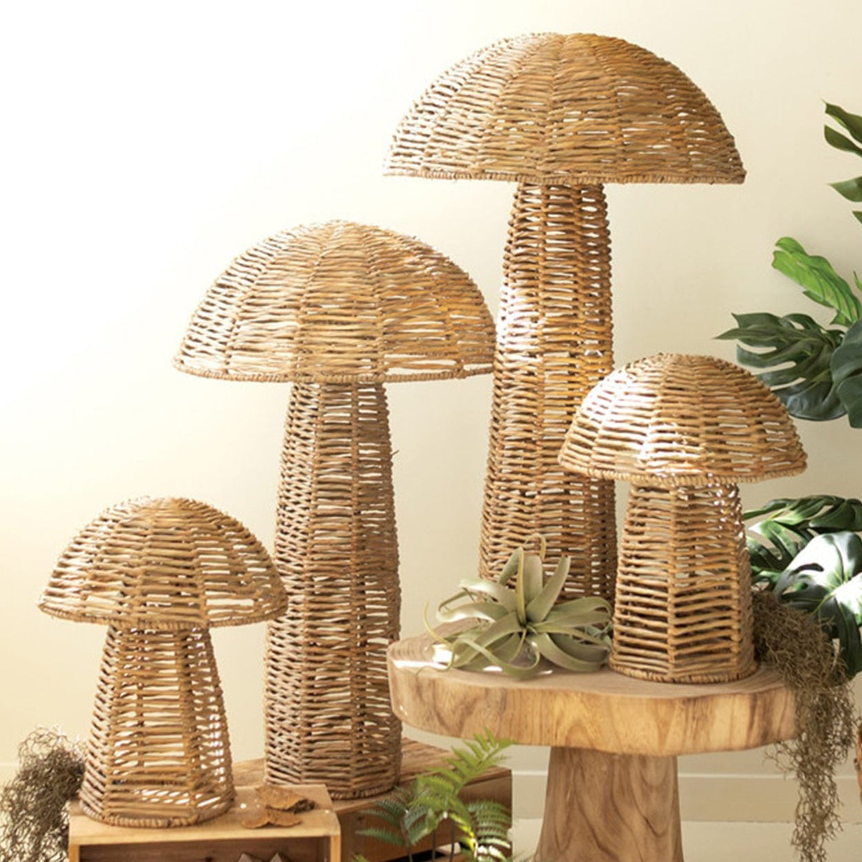 Woven Seagrass Mushroom Set of 4