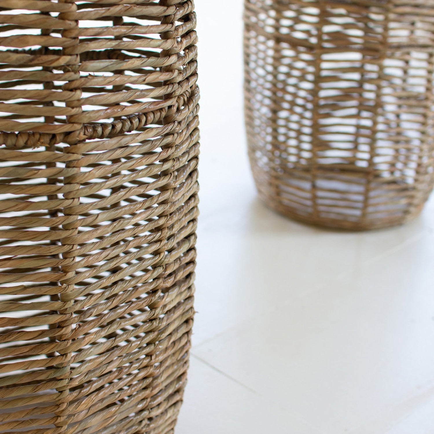 Woven Seagrass Barrel Planter Set of 2