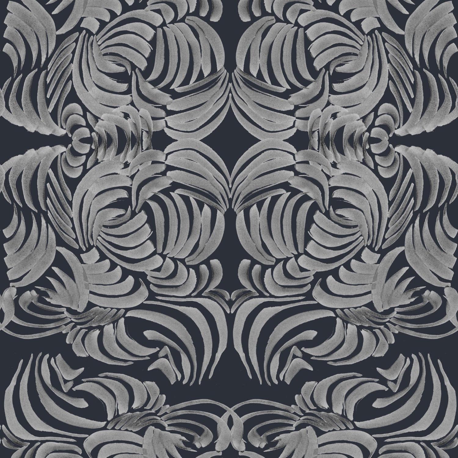Mitchell Black Silver Flora Night Wallpaper