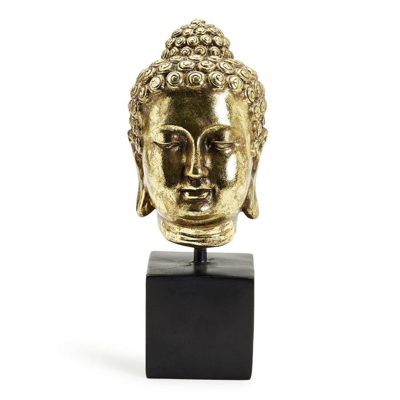 Buddha Head on Black Pedestal Stand