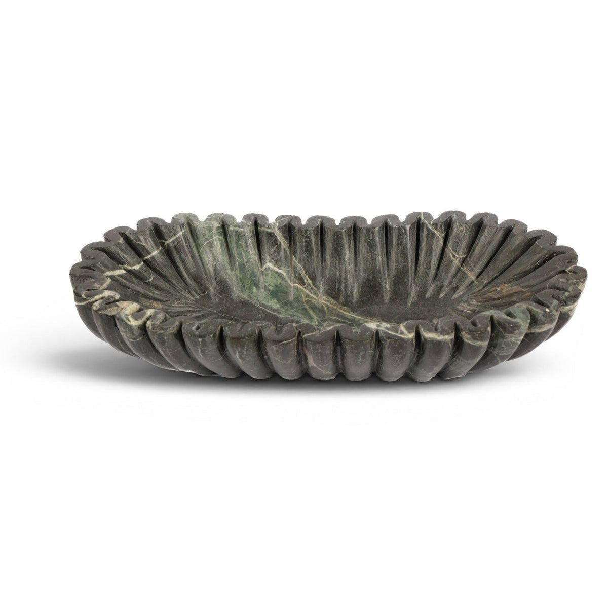 Valenza Green Genuine Marble Decorative Bowl in green forest marble, primary product view