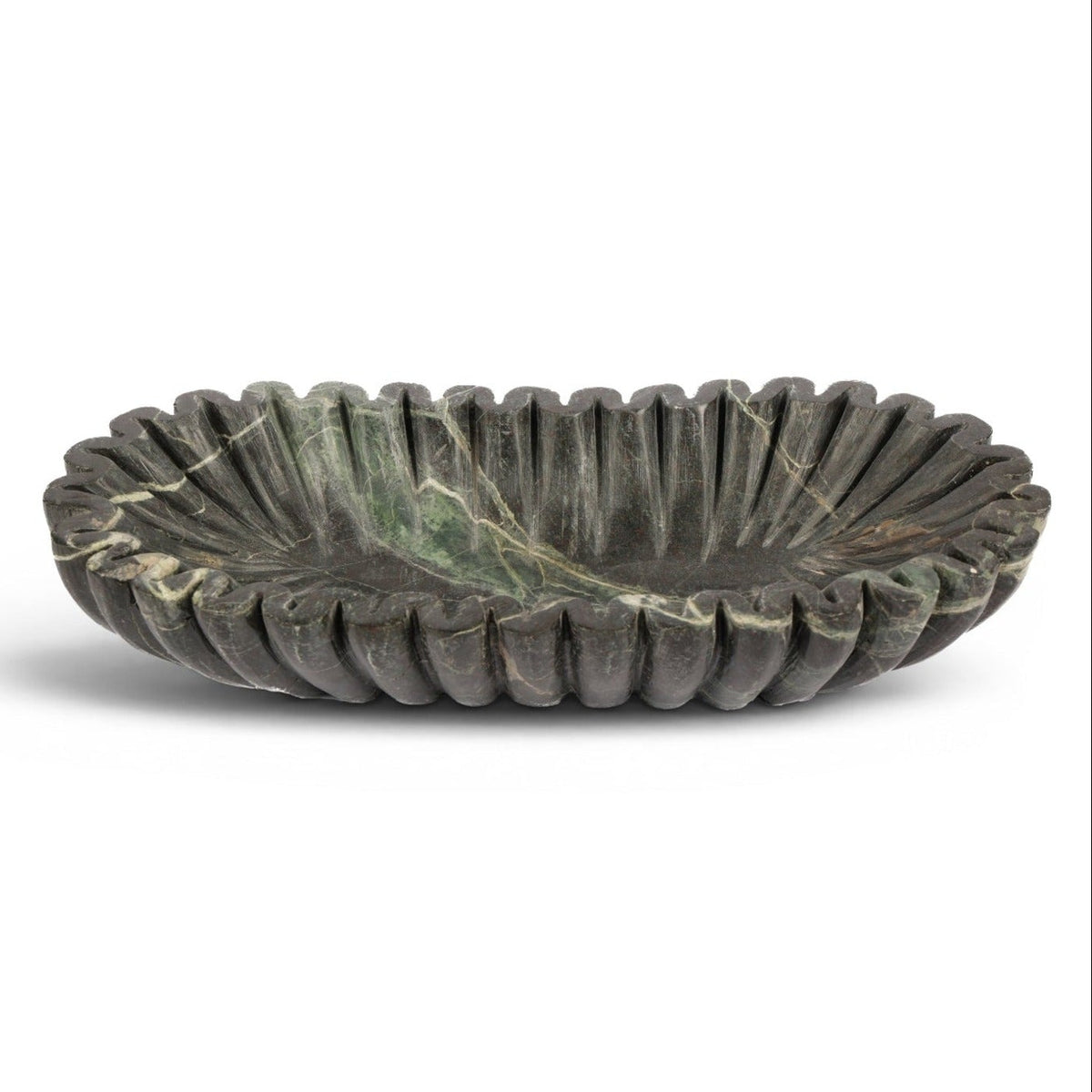 Valenza Green Genuine Marble Decorative Bowl in green forest marble, primary product view