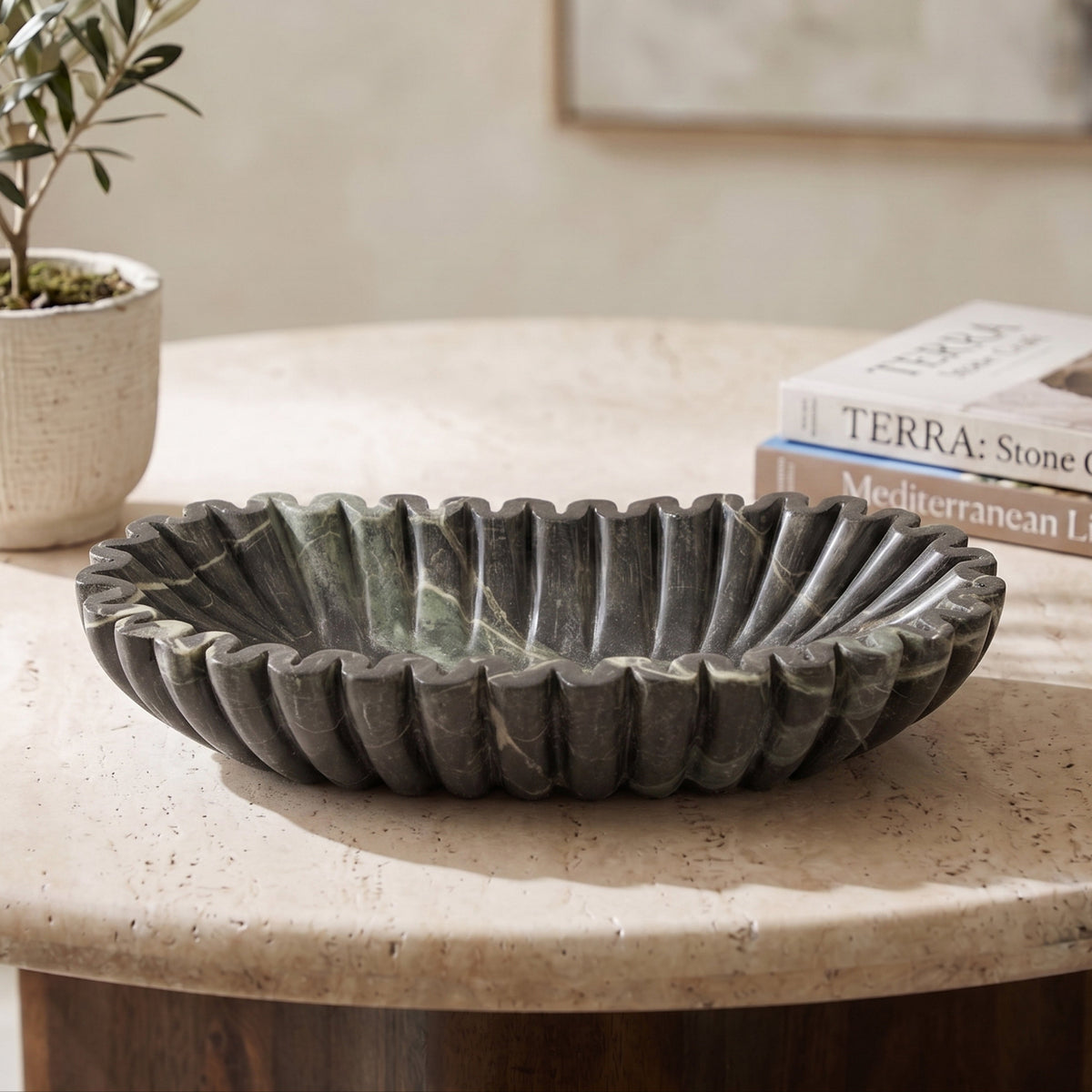 Valenza Green Genuine Marble Decorative Bowl