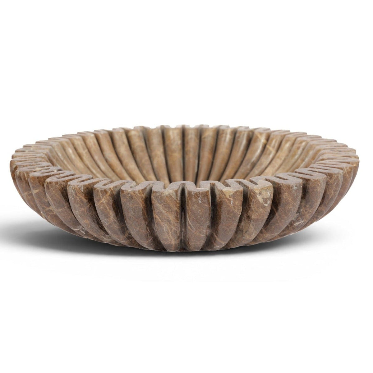Valenza Brown Genuine Marble Decorative Bowl in brown emperador marble, primary product view