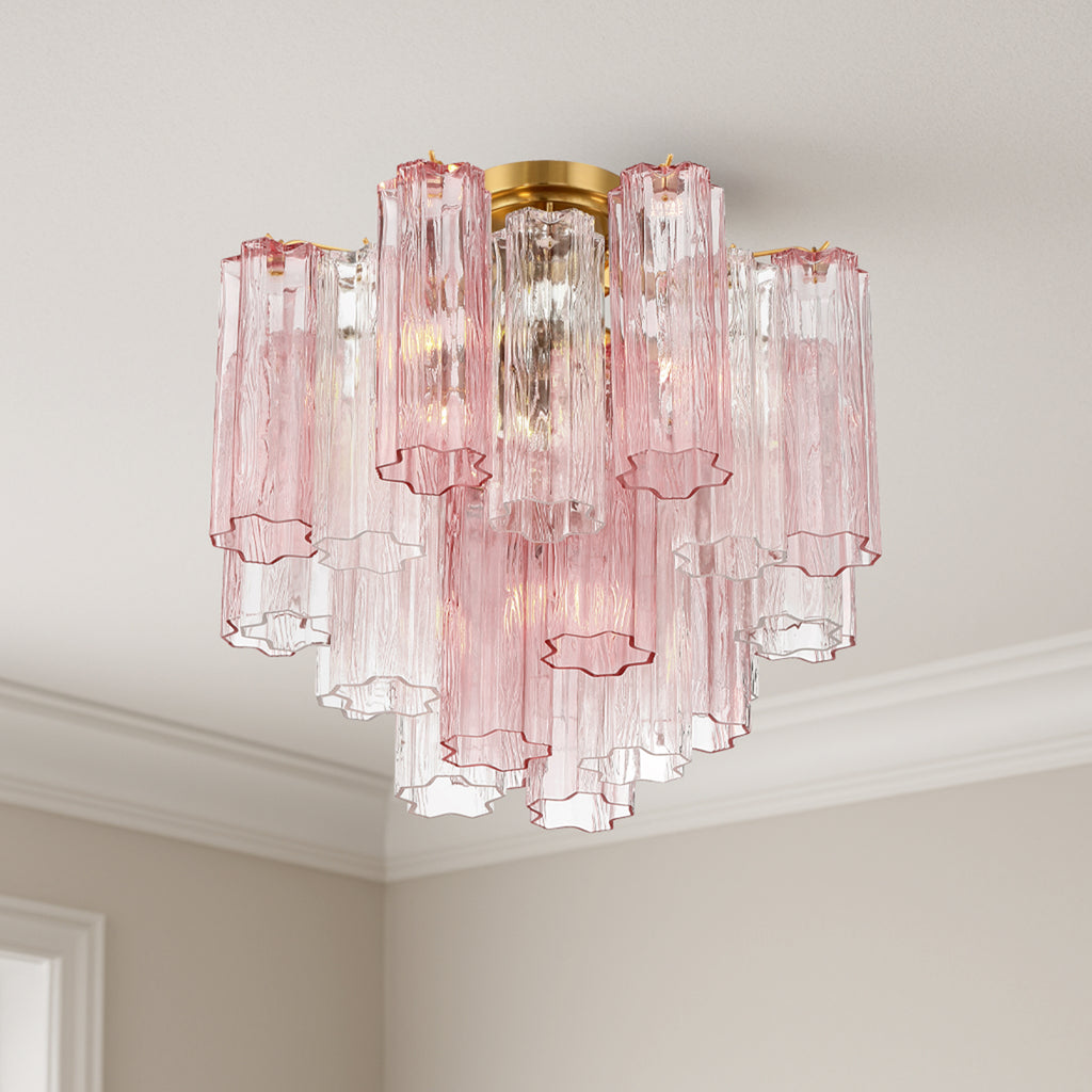 Crystorama Addis 4 Light Aged Brass/Spring Semi Flush Mount