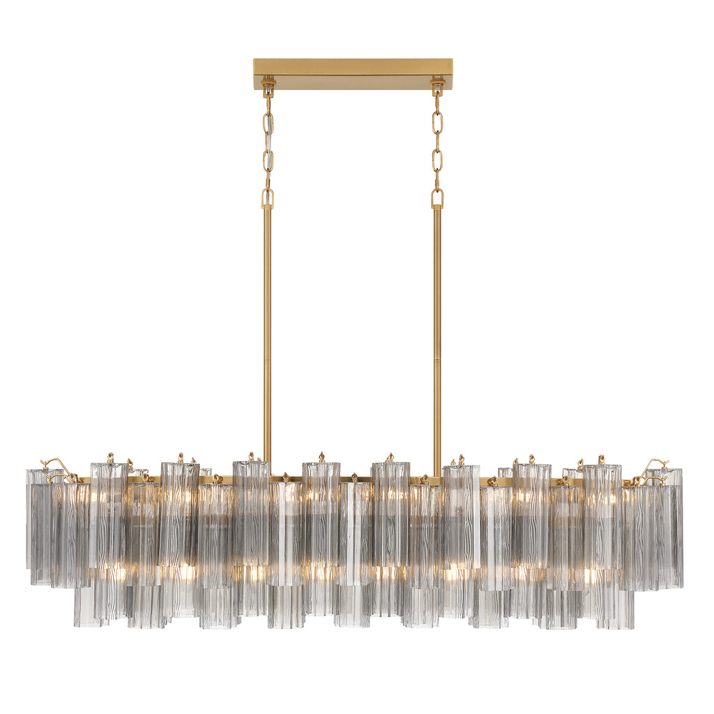 Crystorama Addis 14 Light Aged Brass Linear Chandelier