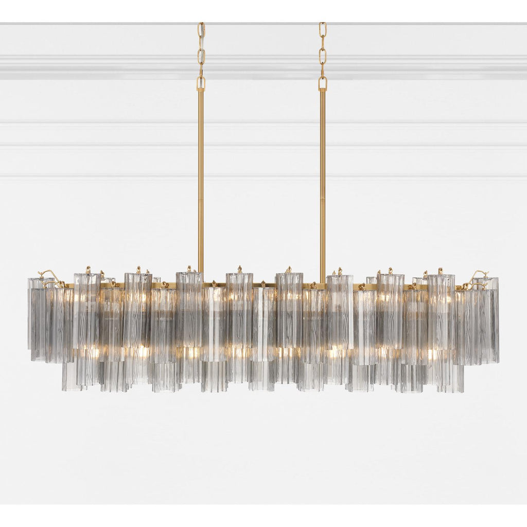 Crystorama Addis 14 Light Aged Brass Linear Chandelier