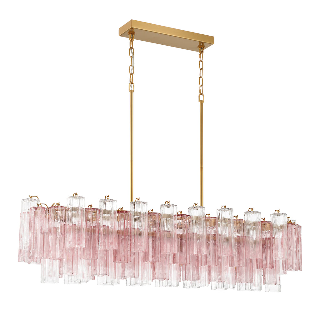 Crystorama Addis 14 Light Aged Brass Linear Chandelier
