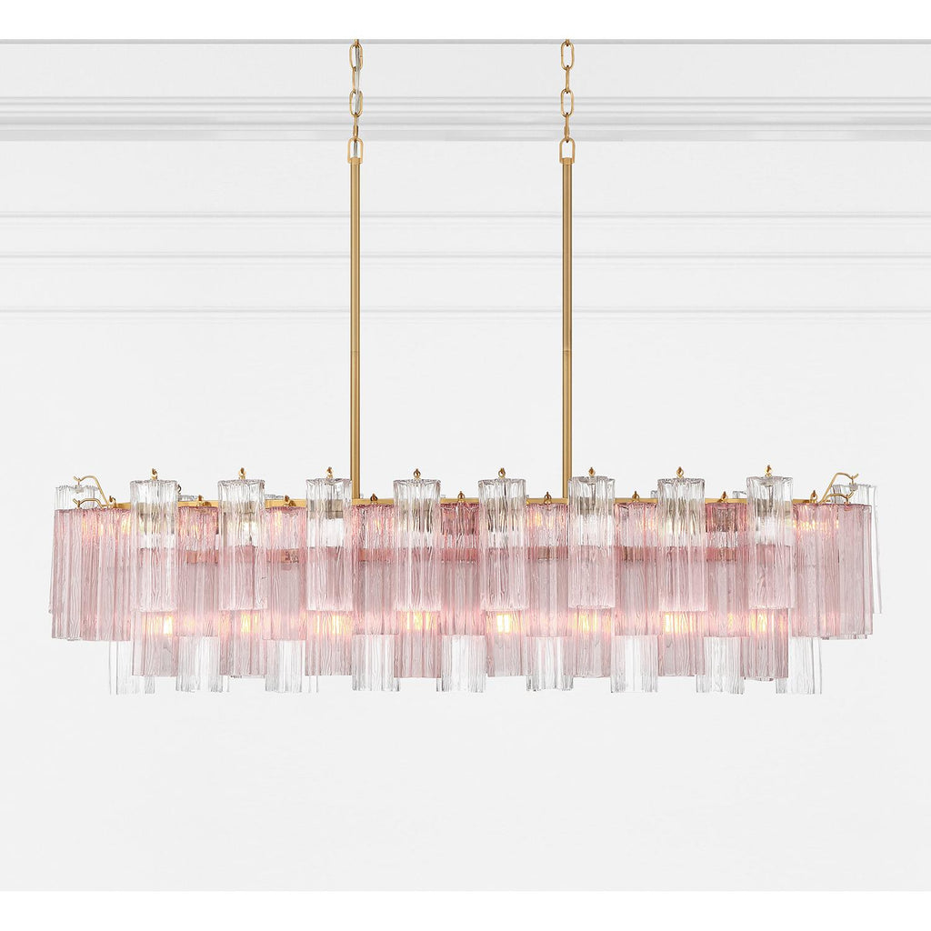 Crystorama Addis 14 Light Aged Brass Linear Chandelier