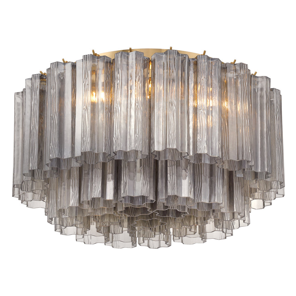 Crystorama Addis 7 Light Aged Brass Flush Mount