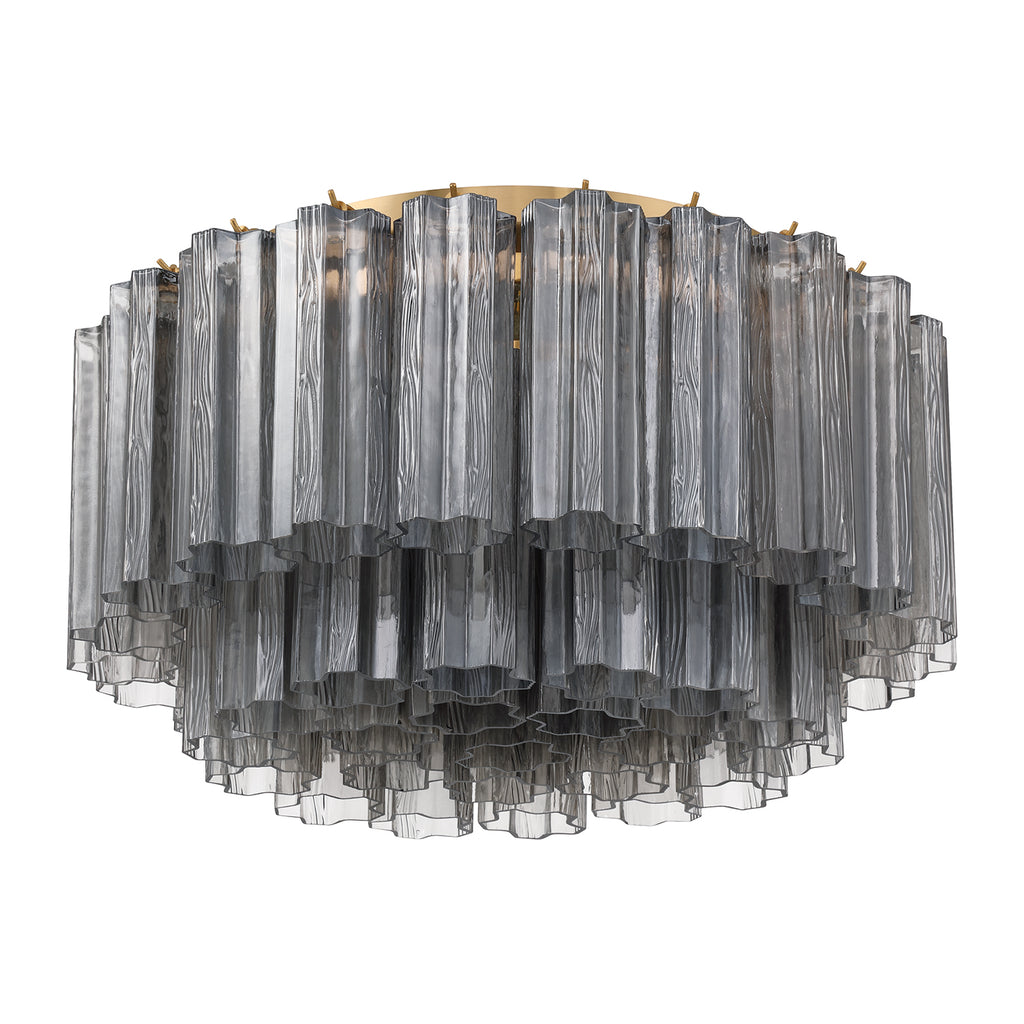 Crystorama Addis 7 Light Aged Brass Flush Mount