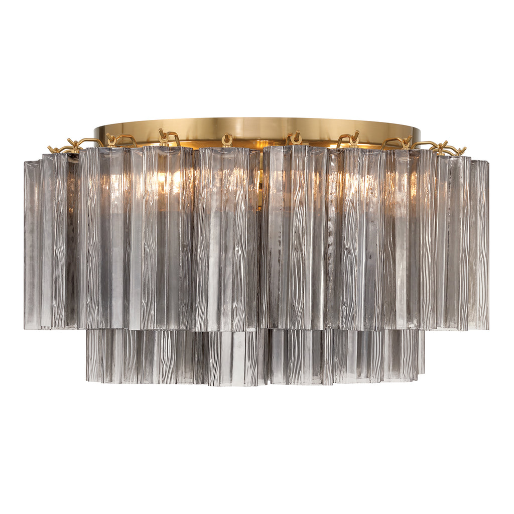 Crystorama Addis 7 Light Aged Brass Flush Mount