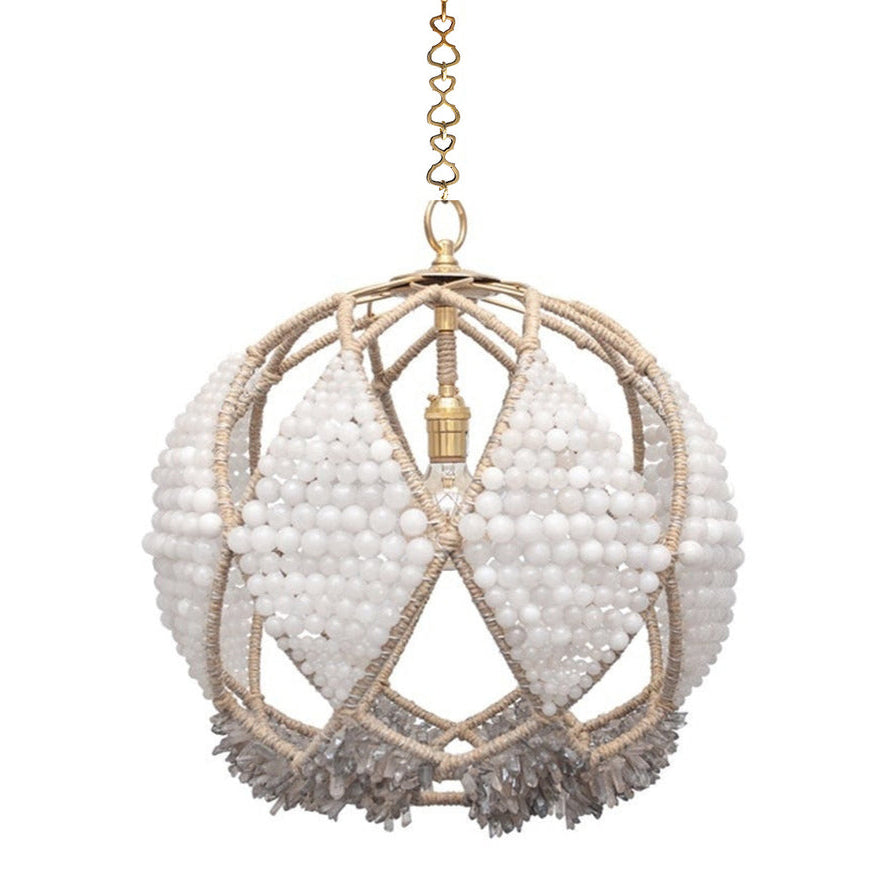 Ro Sham Beaux Adelaide Milk with Gray Quartz Beaded Chandelier