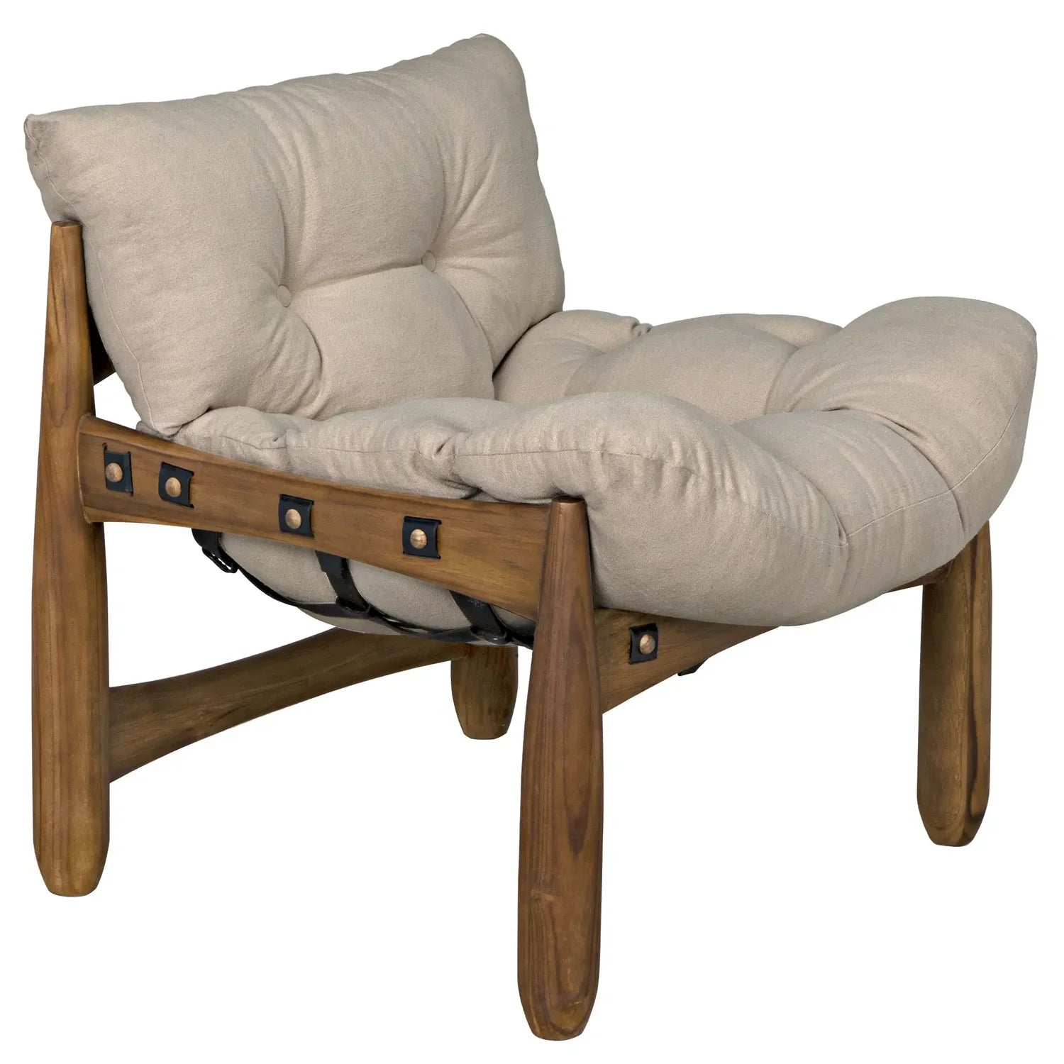 Noir Dante Chair, beige cotton hammock-style cushions