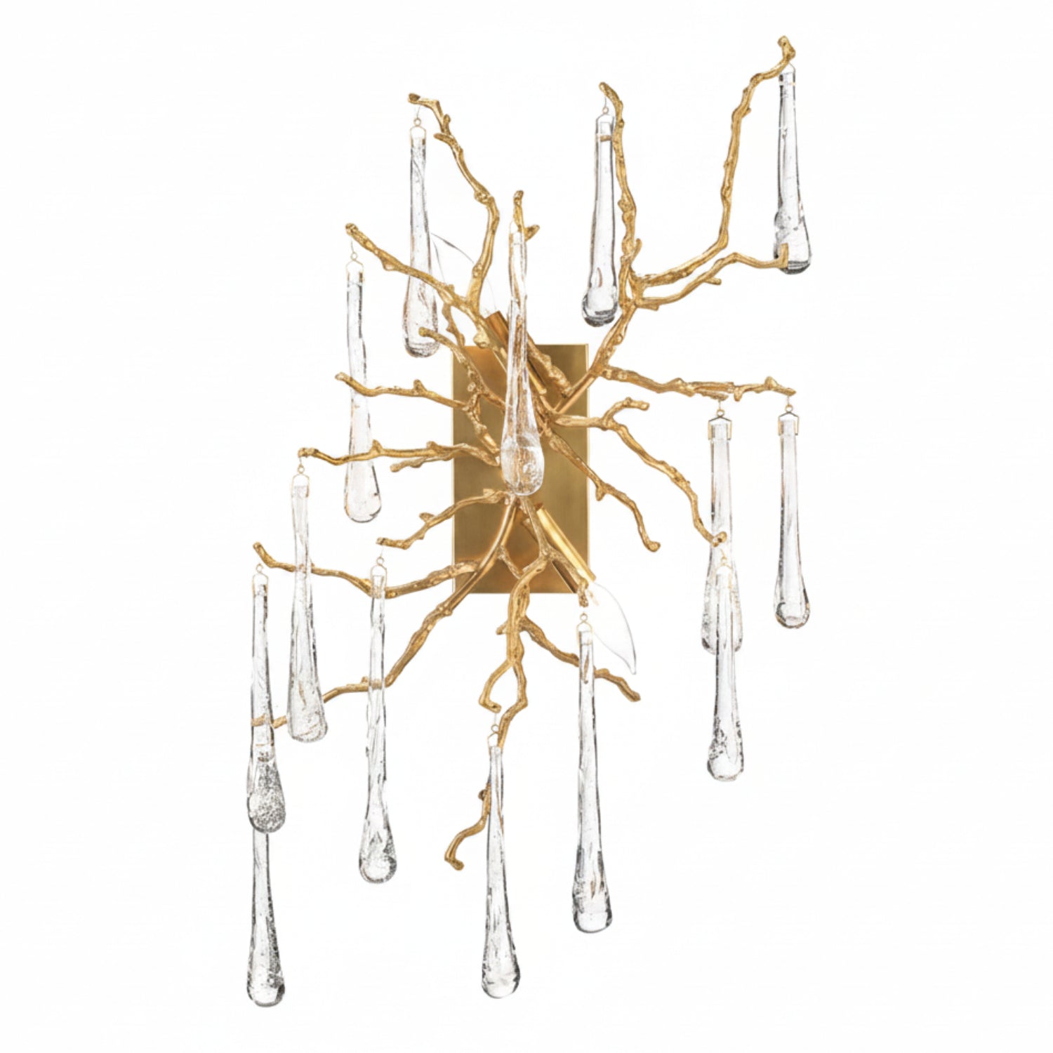 John Richard Brass and Glass Teardrop Two-Light Wall Sconce