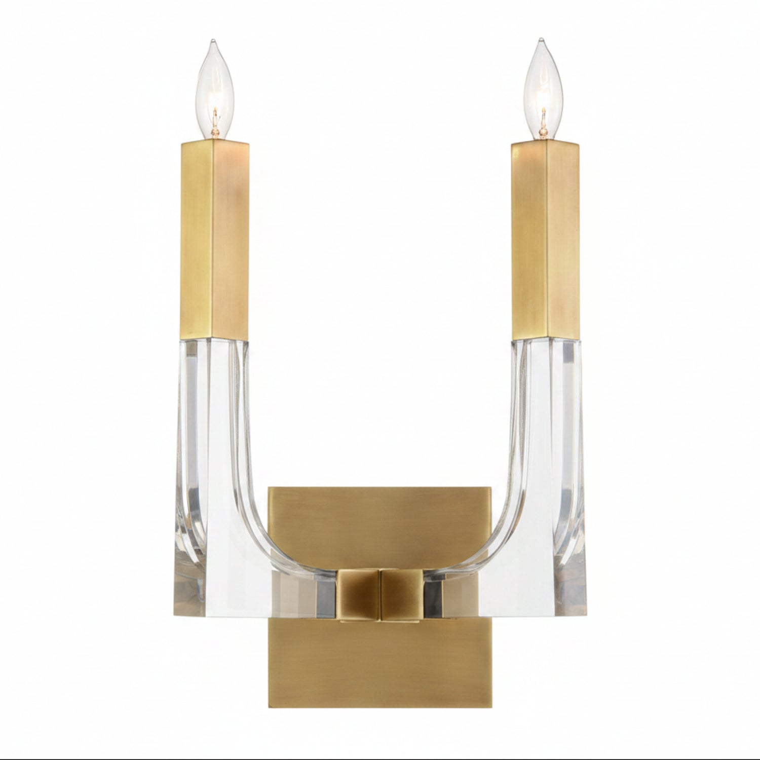 John Richard Acrylic and Brass Two-Light Wall Sconce