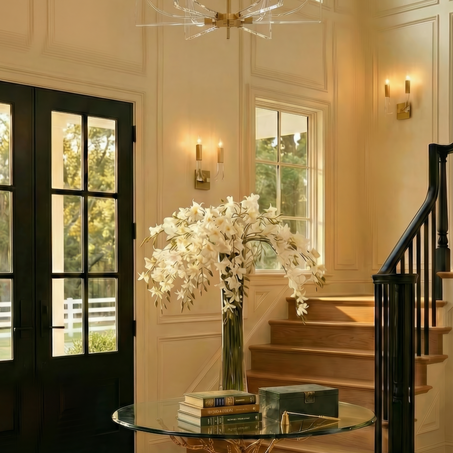 John Richard Acrylic and Brass Two-Light Wall Sconce
