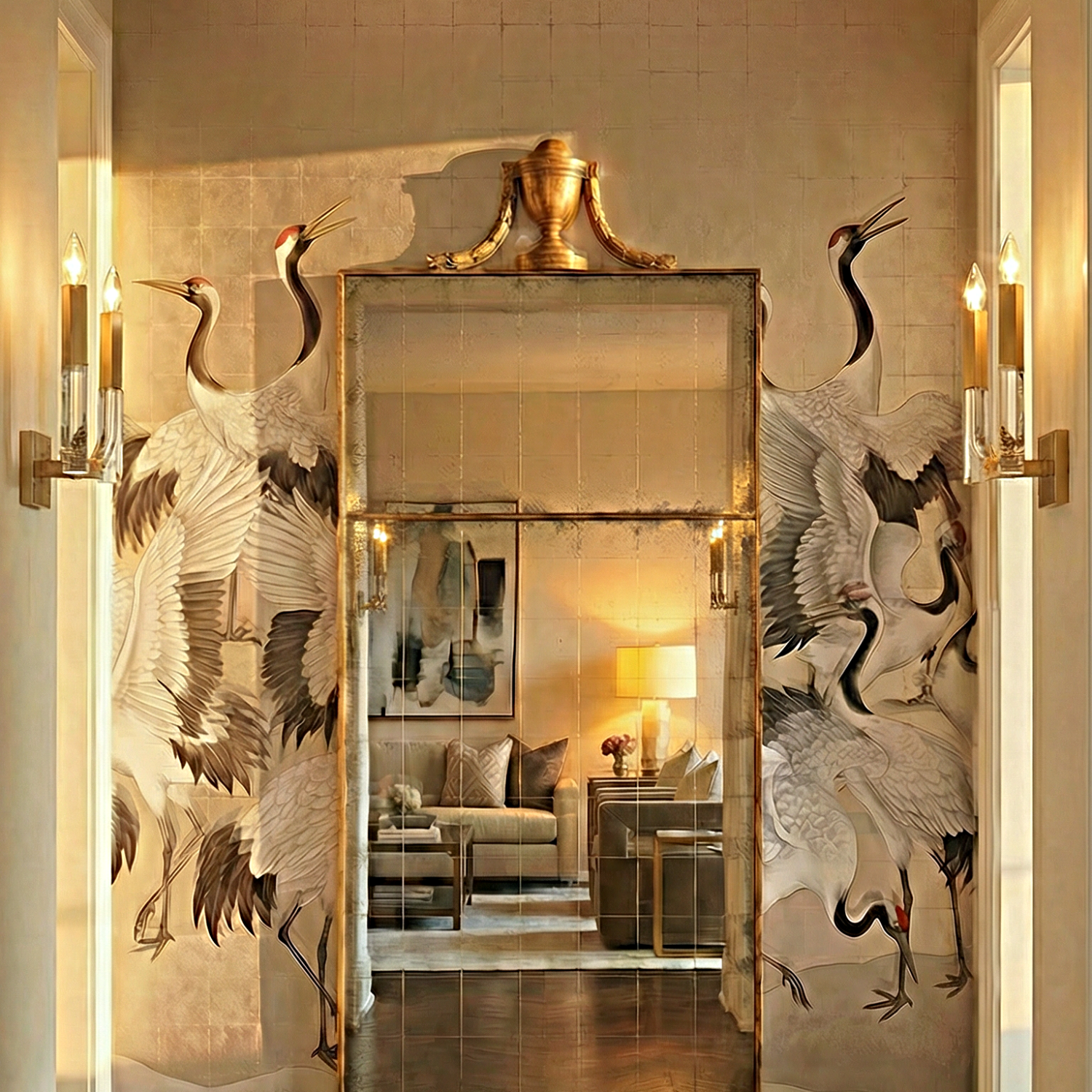 John Richard Acrylic and Brass Two-Light Wall Sconce