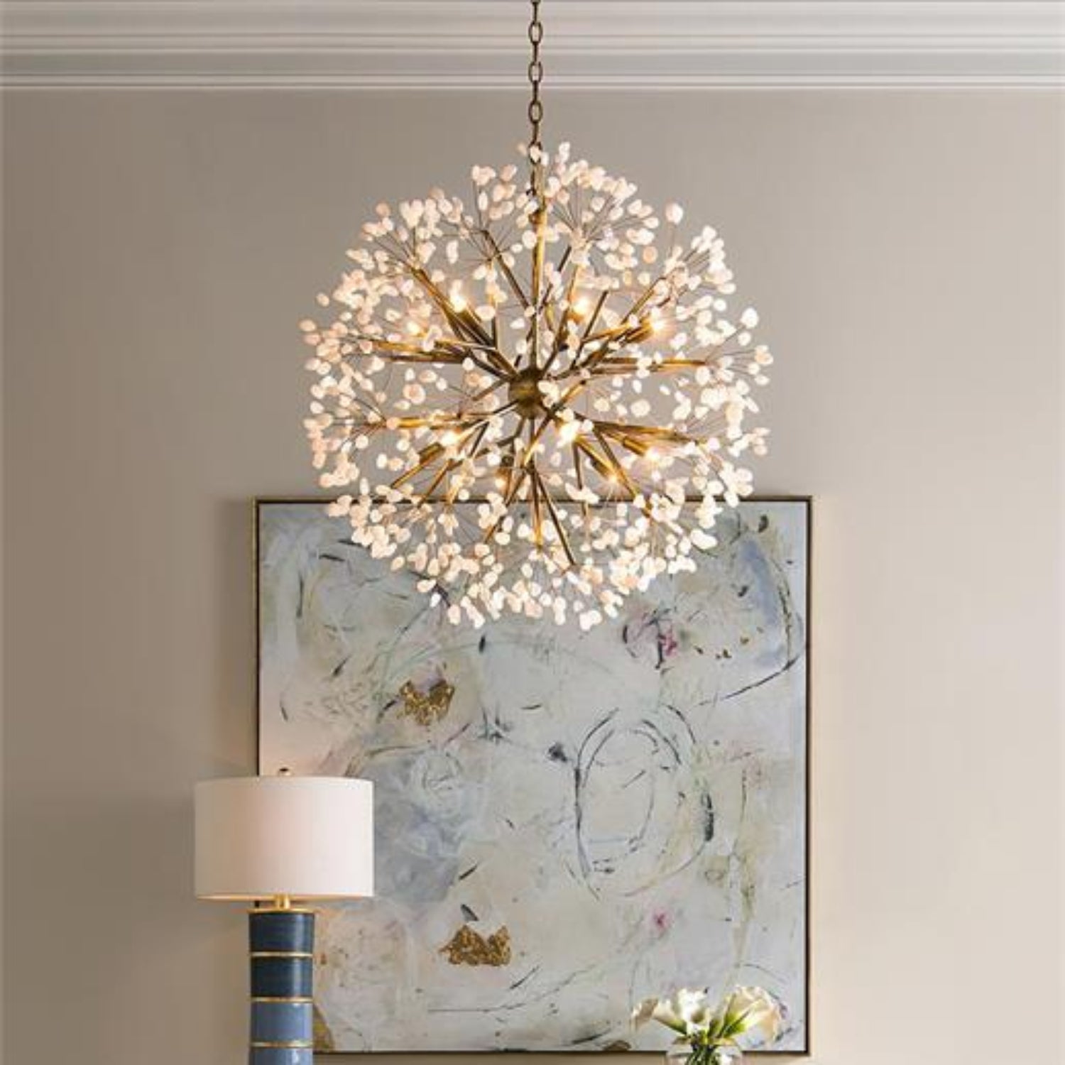 John Richard Spherical Twelve-Light Quartz Chandelier