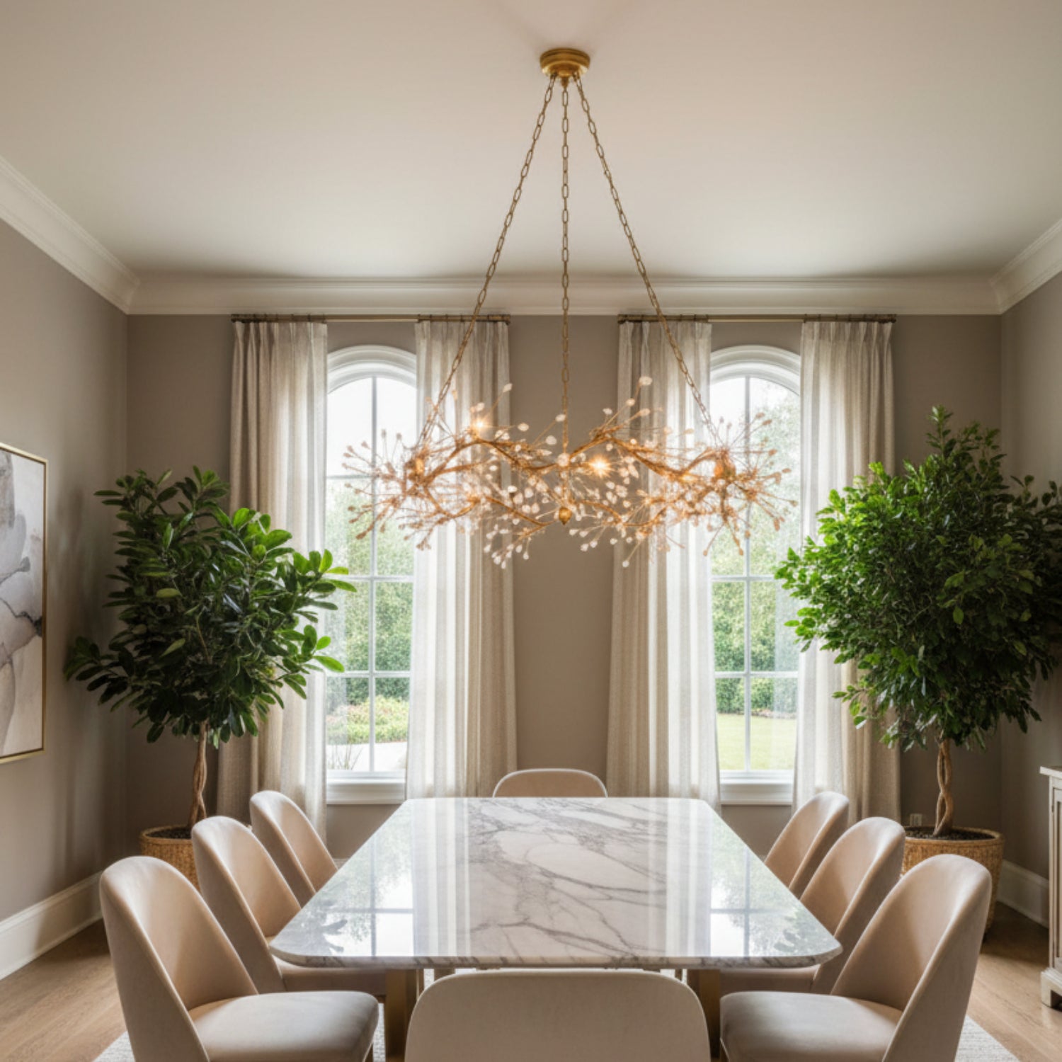 John Richard Waving Twelve-Light Quartz Chandelier