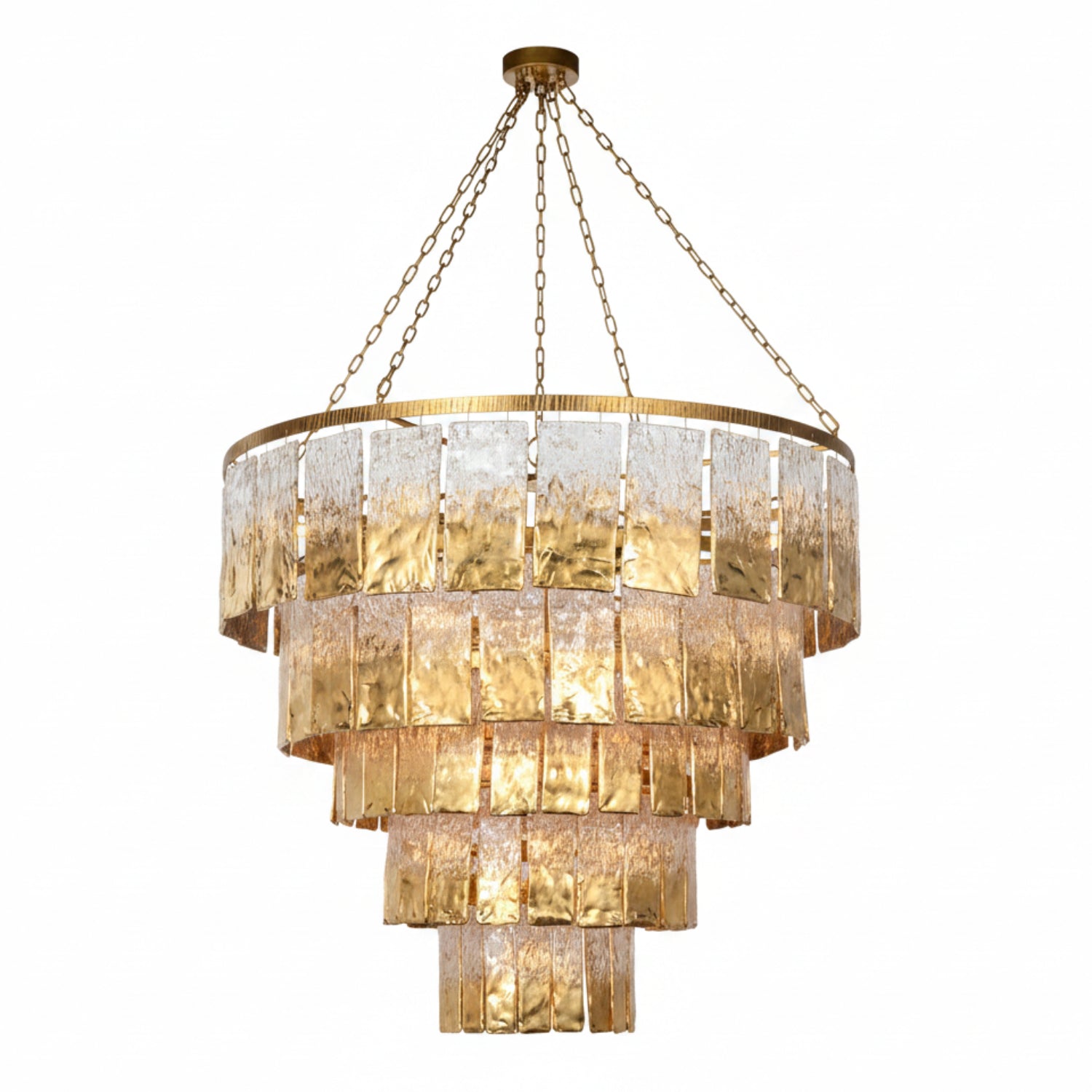 John Richard Twilight Gold Twenty-four-Light Slumped Glass Chandelier