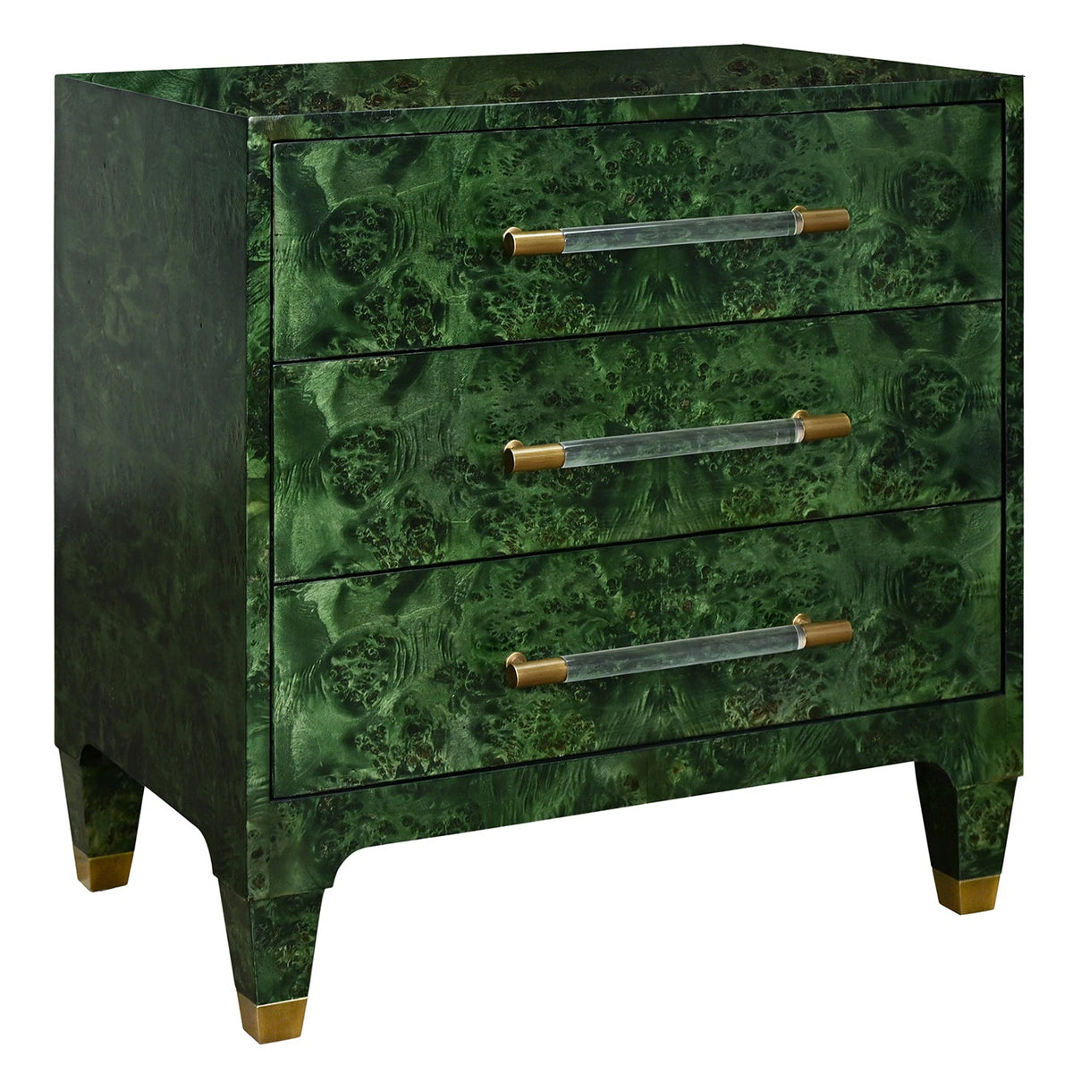 Worlds Away Amber Emerald Burlwood Side Table in Emerald Burlwood, primary product view