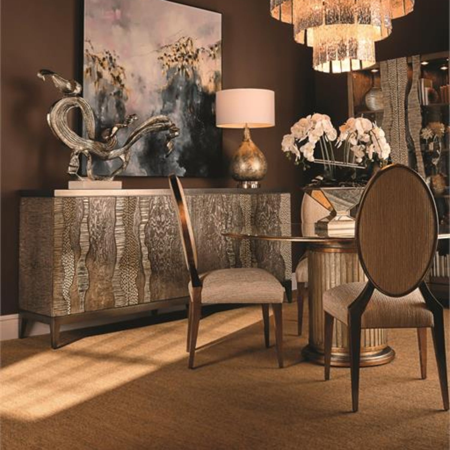 John Richard Ariane Rose Silver Side Chair