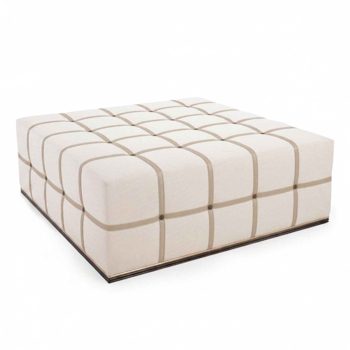 John Richard Steamer Trunk Cocktail Ottoman — in Antique Brass finish
