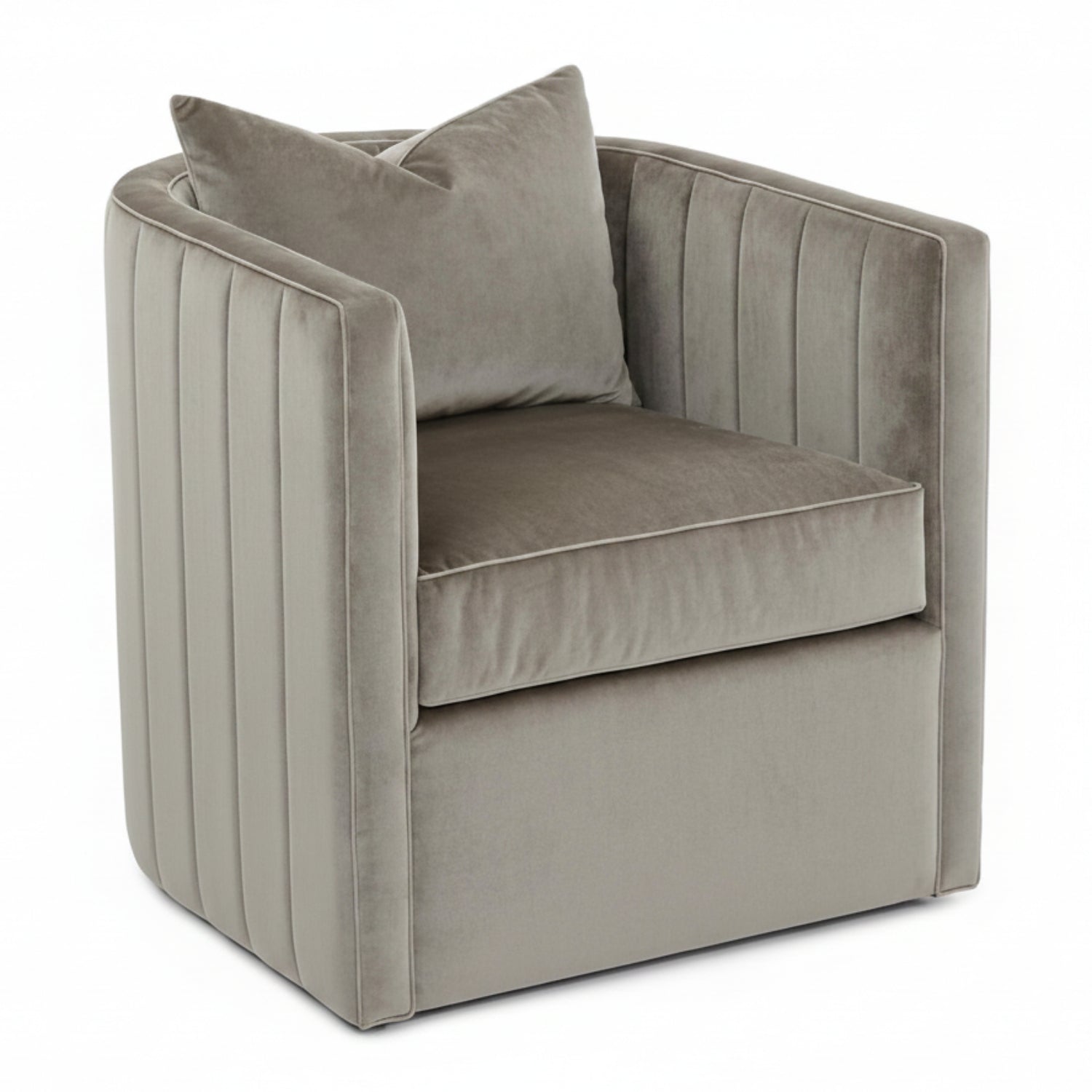 John Richard Giacosa Taupe Velvet Swivel Club Chair