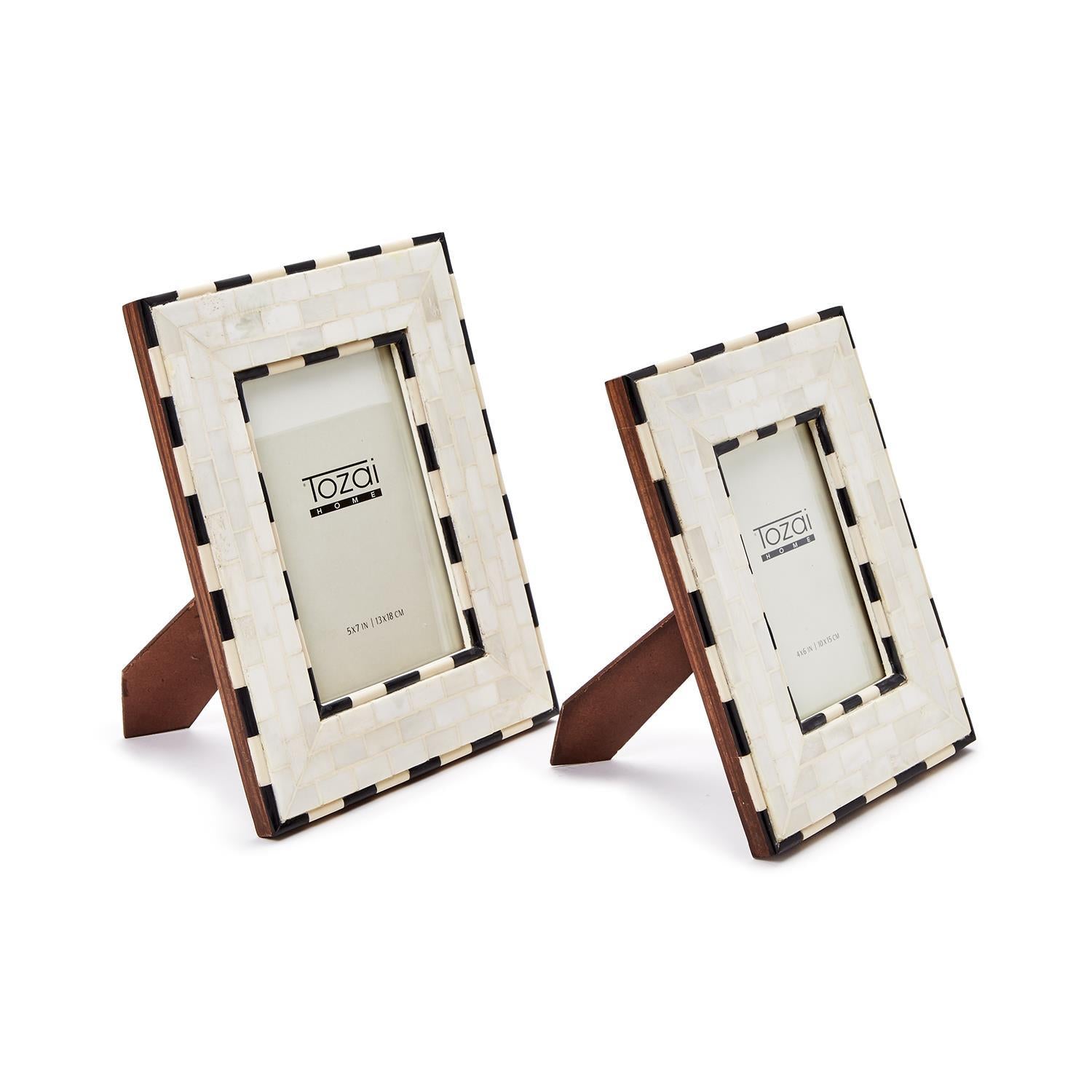 Brick Pattern Photo Frame Set of 2