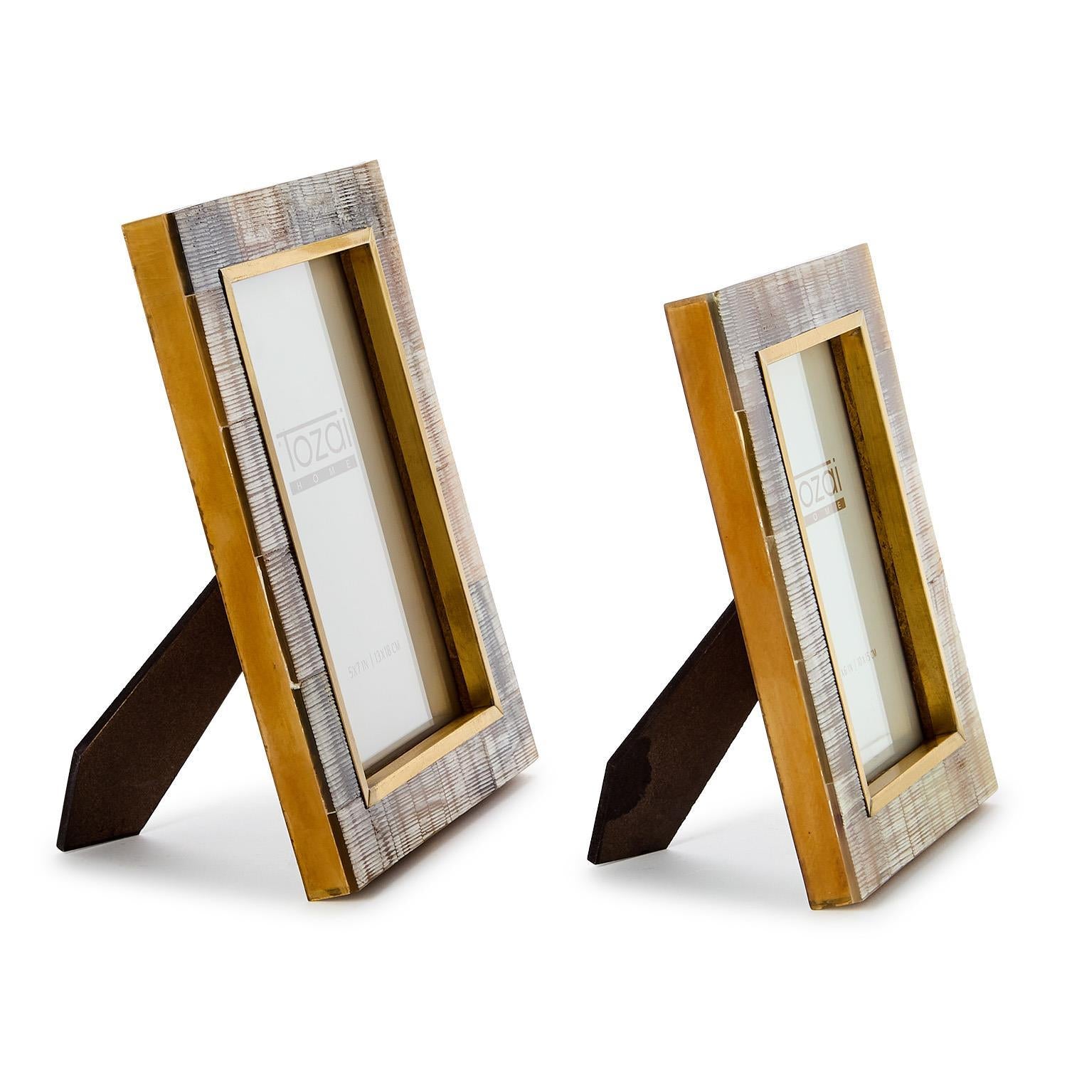 Chiseled Horn Photo Frame Set of 2