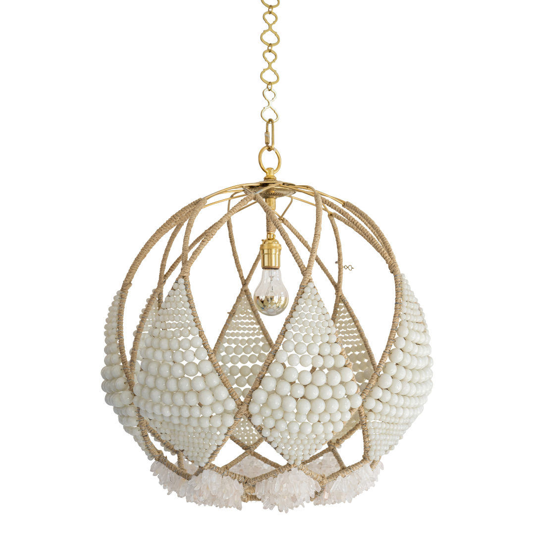 Ro Sham Beaux Adelaide Oyster with Clear Quartz Beaded Chandelier