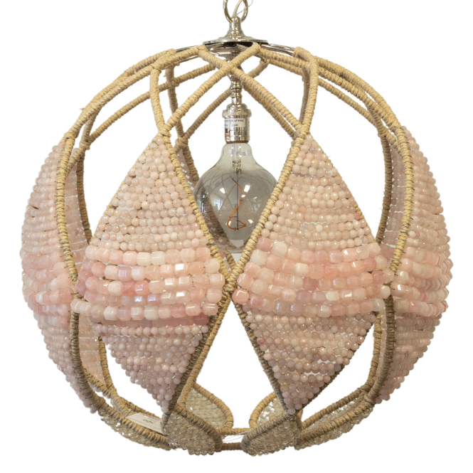 Ro Sham Beaux Adelaide Rose Quartz w/Sanded Champagne Beaded Chandelier