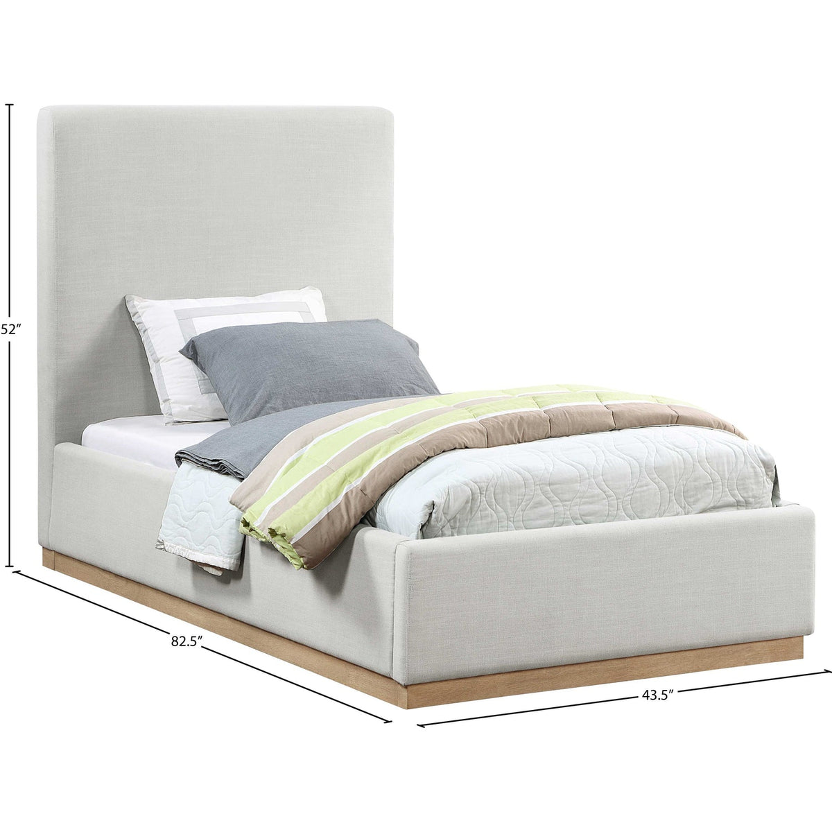 Alfie Cream Linen Textured Fabric Upholstered Bed